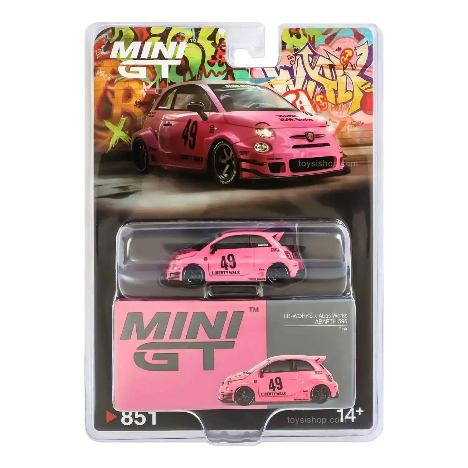 MINI GT 1/64 ABARTH 595 LB-WORKS x Abas Works Pink Blister No:851