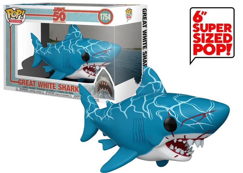Funko Pop Super Movies Jaws 50th Anniversary – Great White Shark (retro) No:1754 (6")