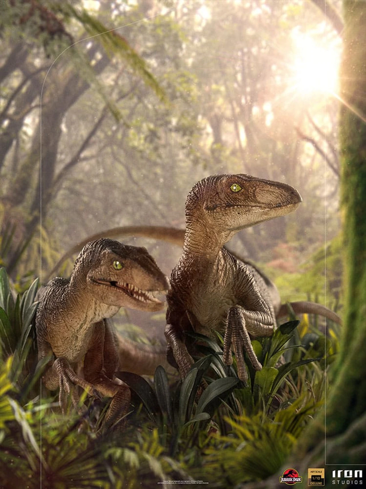 Jurassic Park JUST THE TWO RAPTORS DELUXE 1:10 Art Scale Statue by Iron Studios Limited Ed