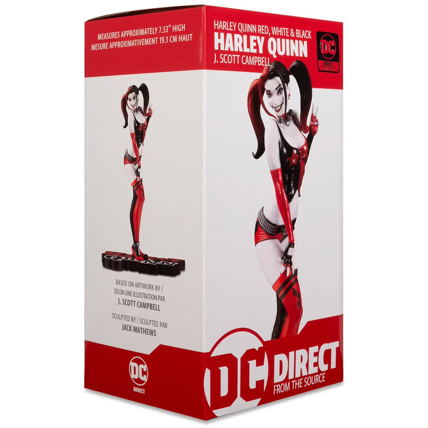 DC DIRECT HARLEY QUINN: RED WHITE AND BLACK STATUE - HARLEY QUINN BY J. SCOTT CAMPBELL