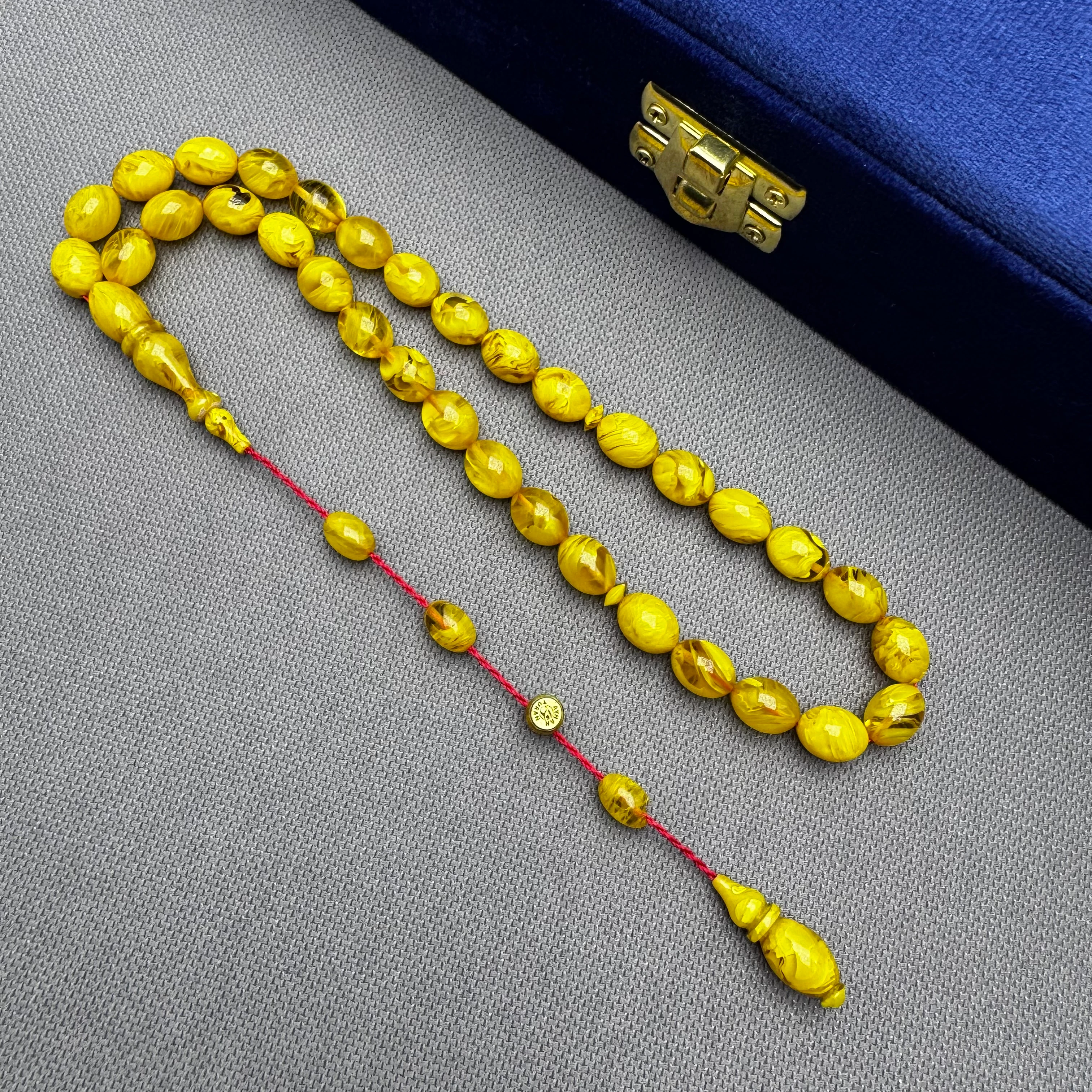 Ayhan TURAN Usta İşçilikli Sarı Yoğun Hareli Özel Döküm Ateş Kehribar Tespih