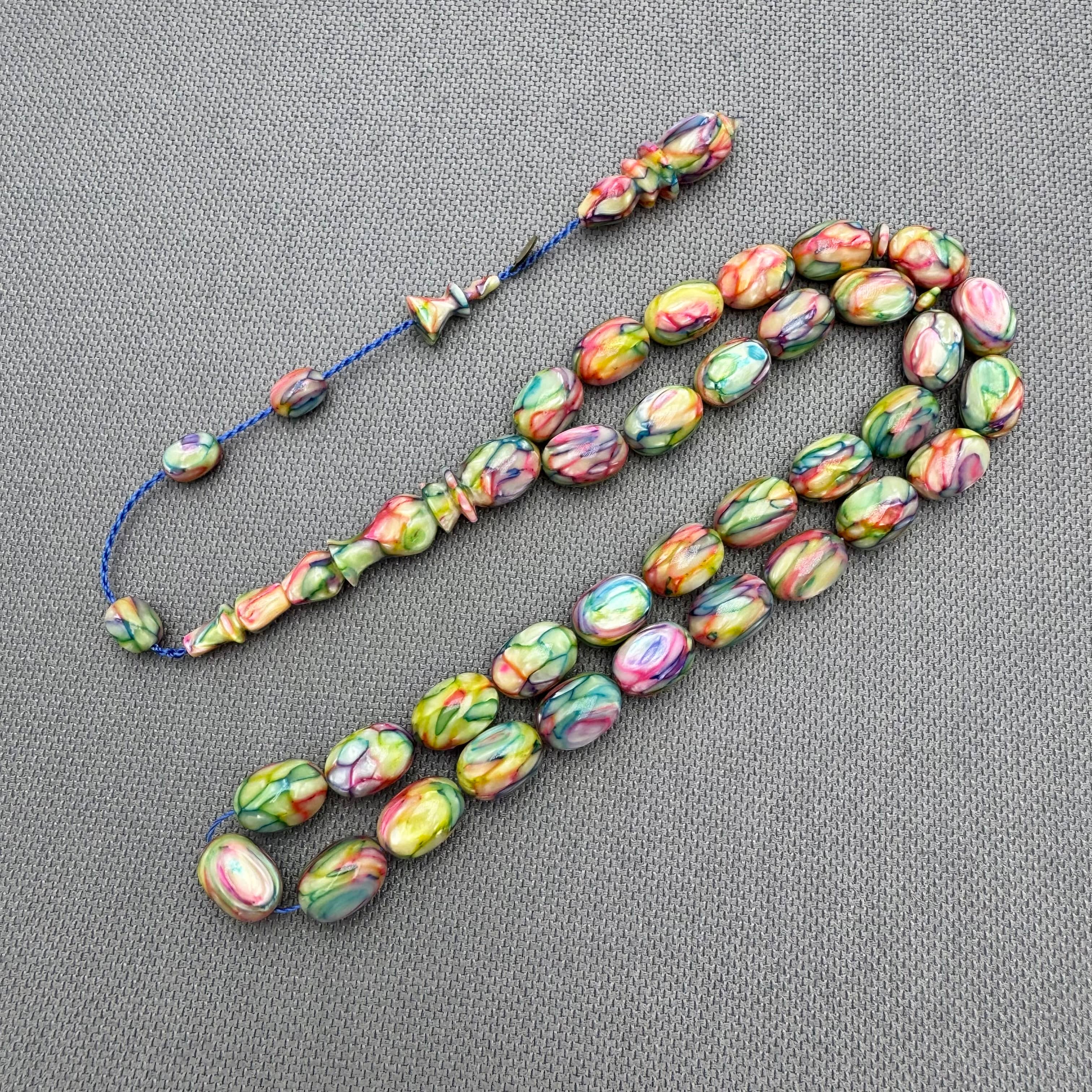 Dalgıç Usta Usta İşçilikli Özel Seri Multi Color Fransız Galalith ( Galanit ) Tespih