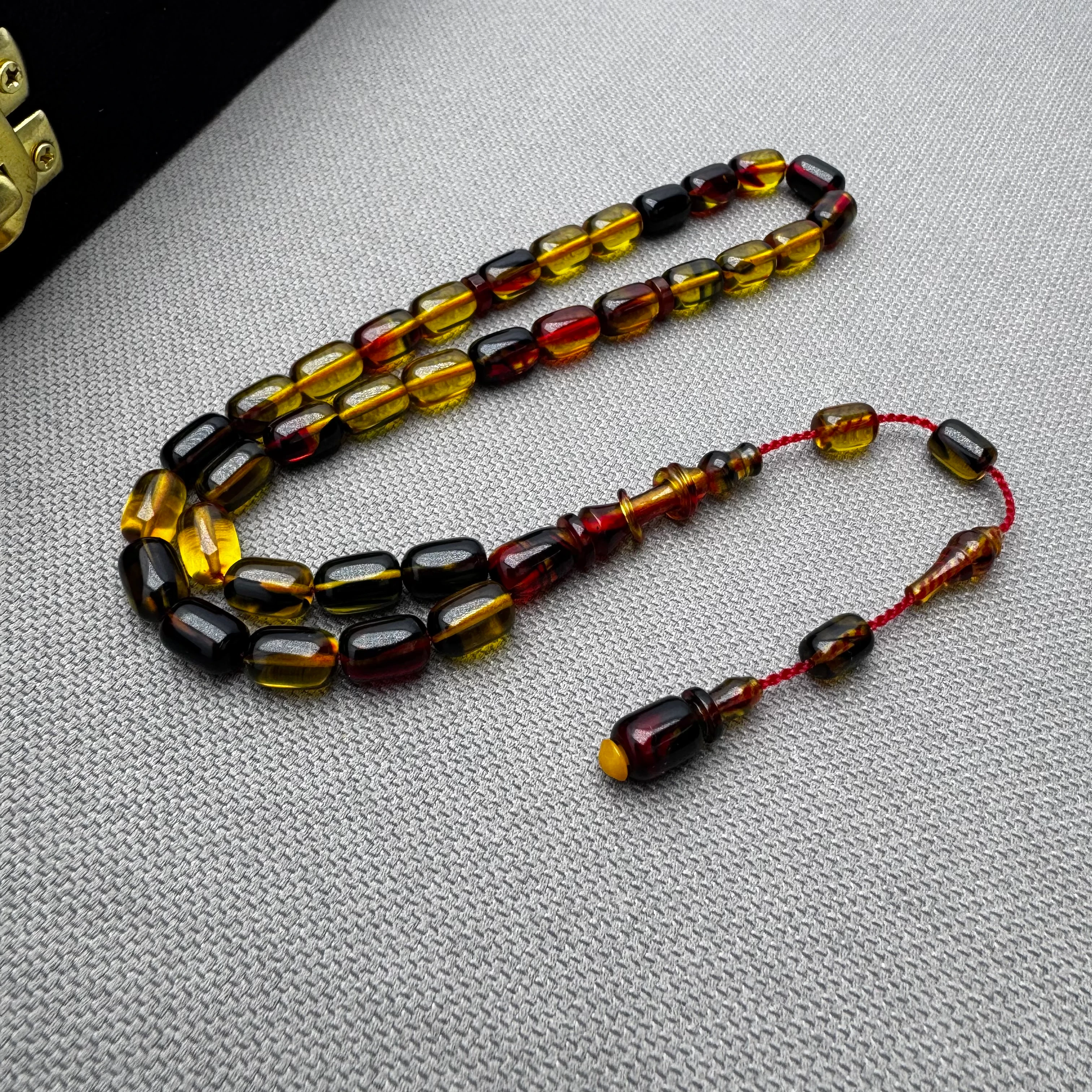 Salih ŞİRİN Usta İşçilikli Bilek Boy Halkalı İmeme Sarı Kırmızı Özel Döküm Sıkma Kehribar Tespih