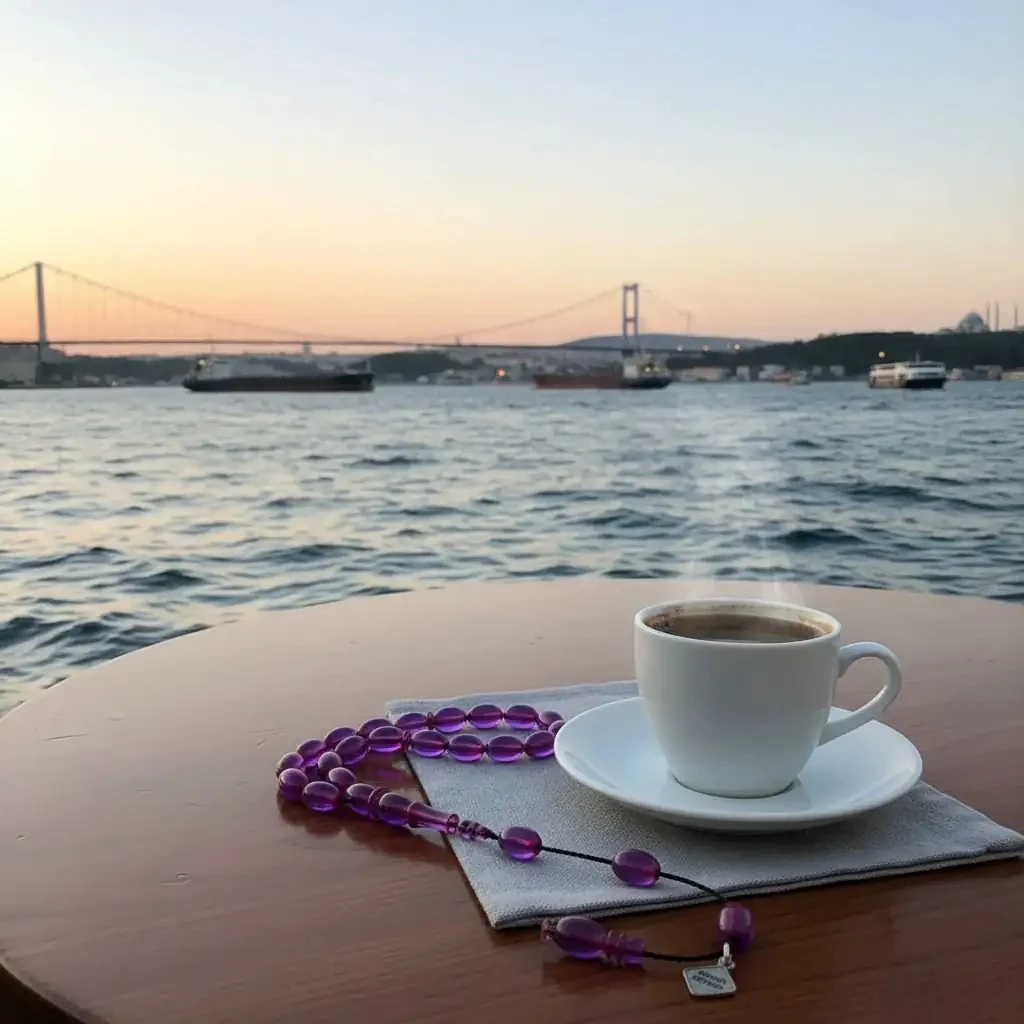 Faaris BEYDUN Bordo Mavi Özel Döküm Renk Beyzi Kesim Ateş Kehribar Tespih