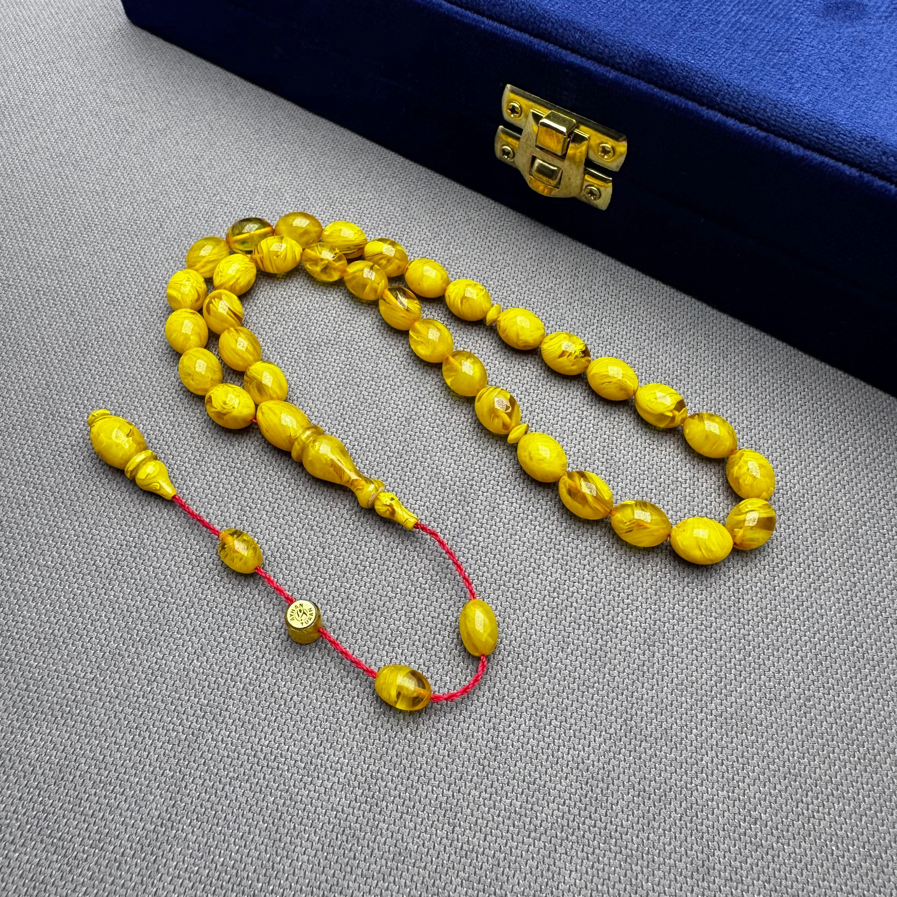 Ayhan TURAN Usta İşçilikli Sarı Yoğun Hareli Özel Döküm Ateş Kehribar Tespih