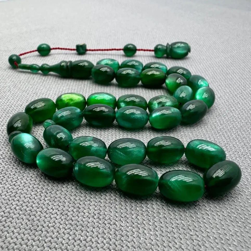 Hikmet AL SAİD Usta İşçilikli Simli Sıkma Kehribar Tespih