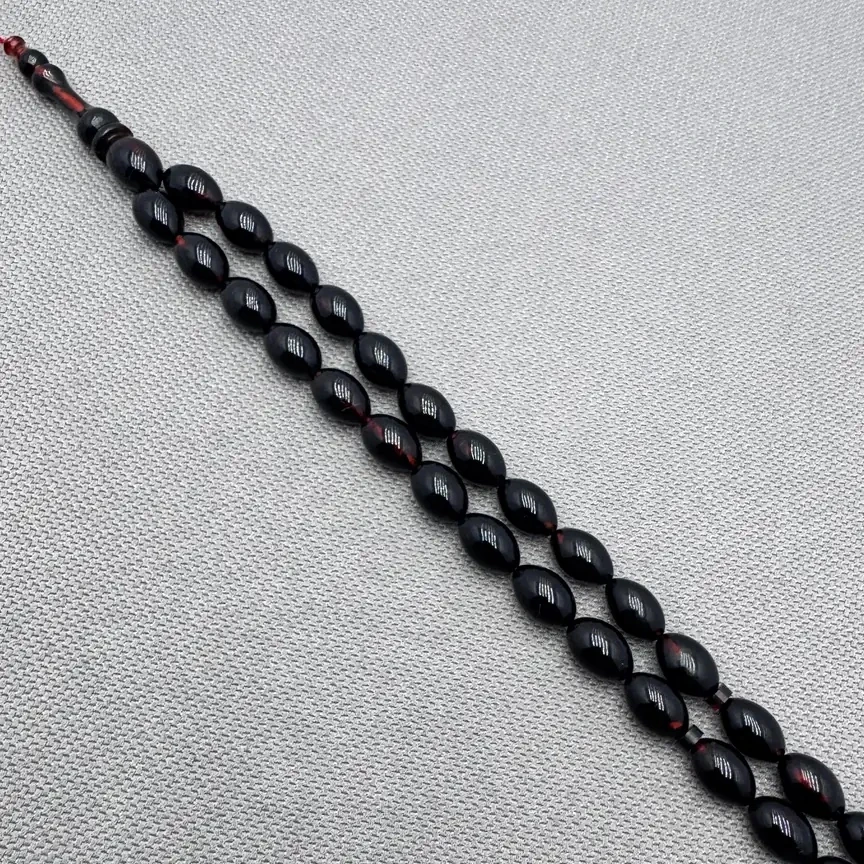 Usta İşçilikli Bordo Hareli Kehribar Tespih