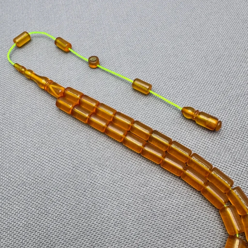 Erkan ÇUBUKÇU Usta İşçilikli Sarı Kesme Model Kehribar Tespih