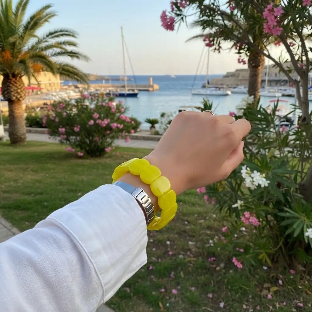 Yetişkin Sıkma Kehribar Limon Sarısı Unisex Yetişkin Kehribar Bileklik