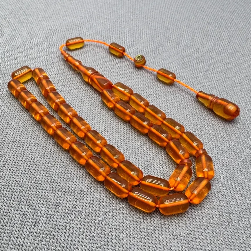 Erkan ÇUBUKÇU Usta İşçilikli Kapsül Kesim Ateş Kehribar Tespih