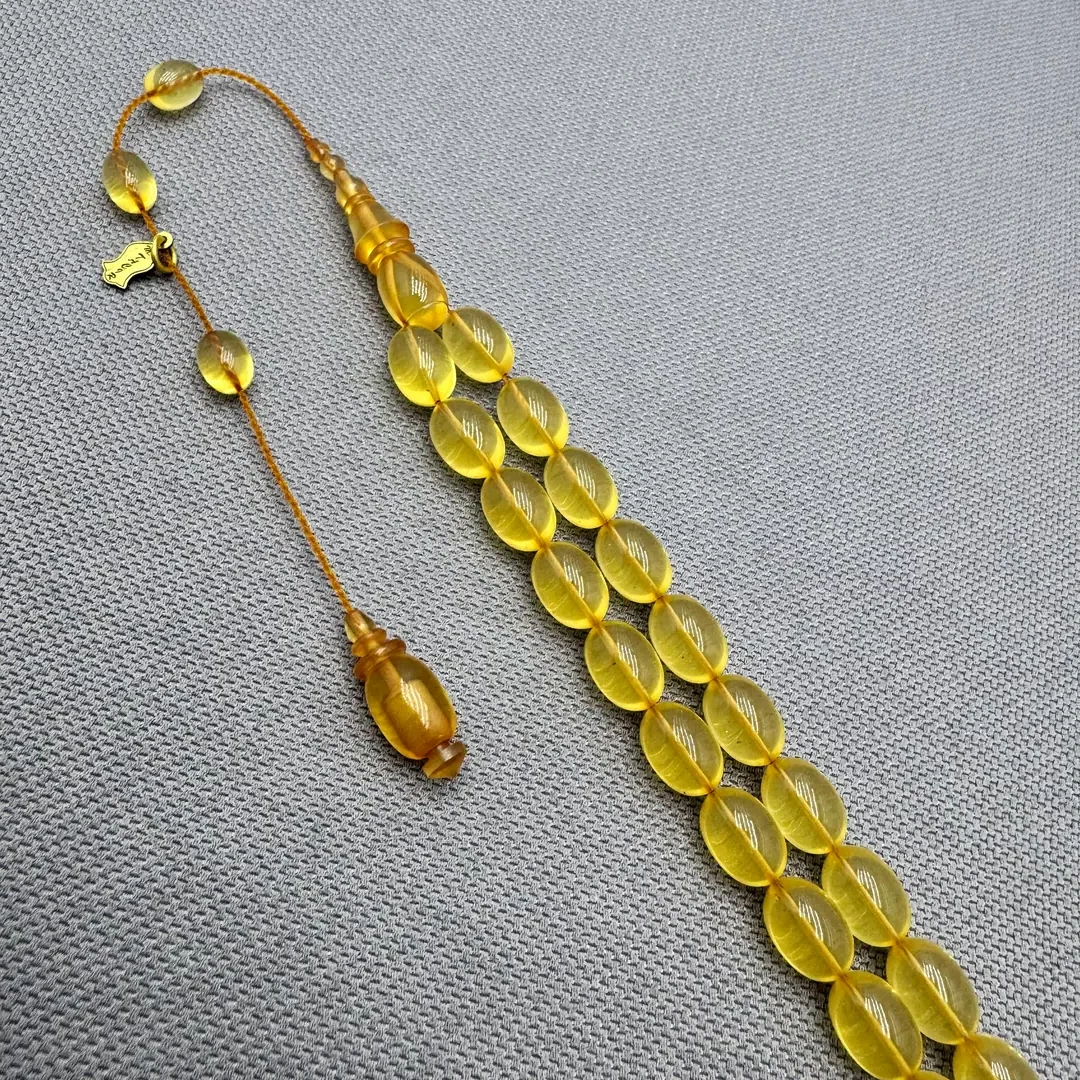 Muhammed TACİR Usta İşçilikli Sistemli Sarı Ateş Kehribar Tespih