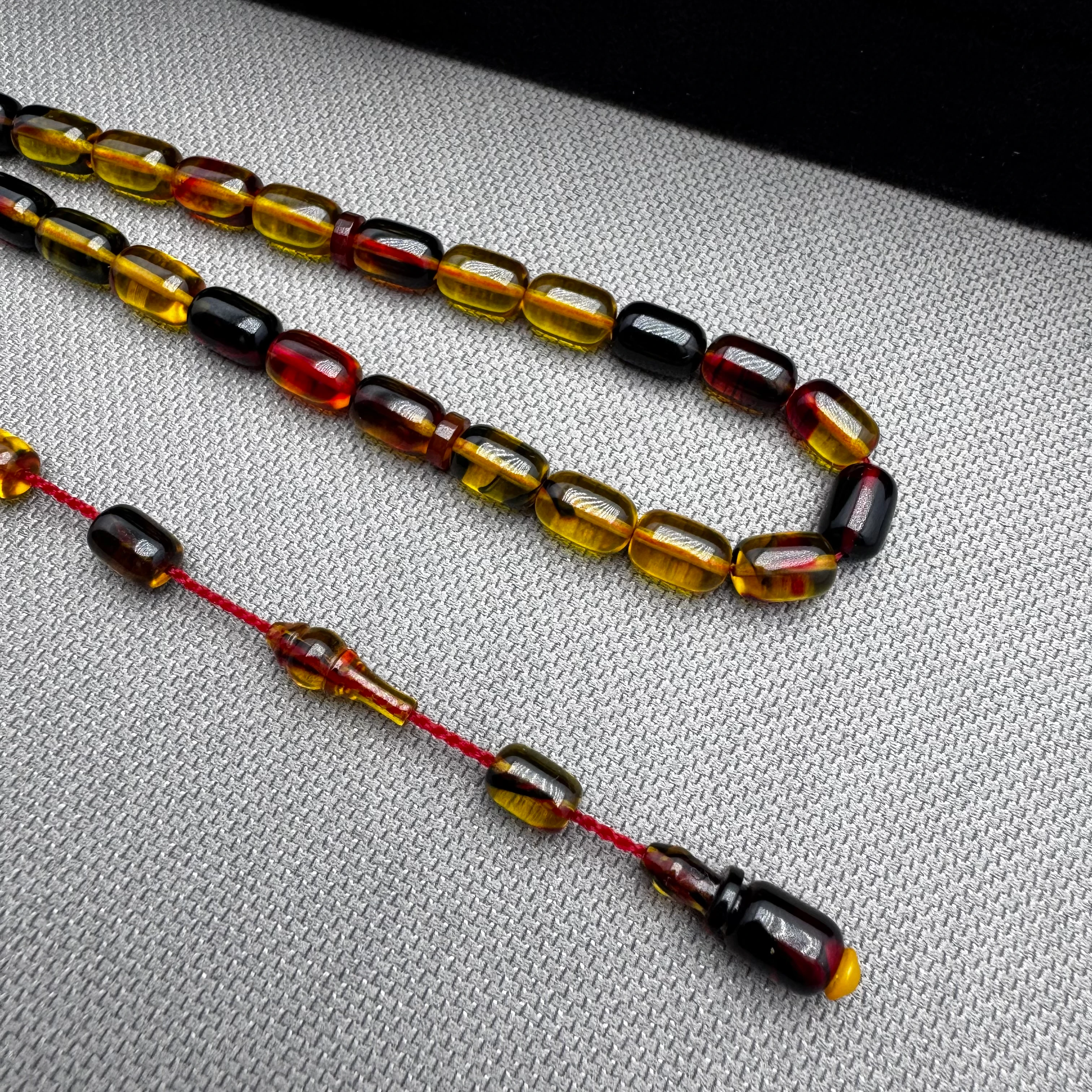 Salih ŞİRİN Usta İşçilikli Bilek Boy Halkalı İmeme Sarı Kırmızı Özel Döküm Sıkma Kehribar Tespih