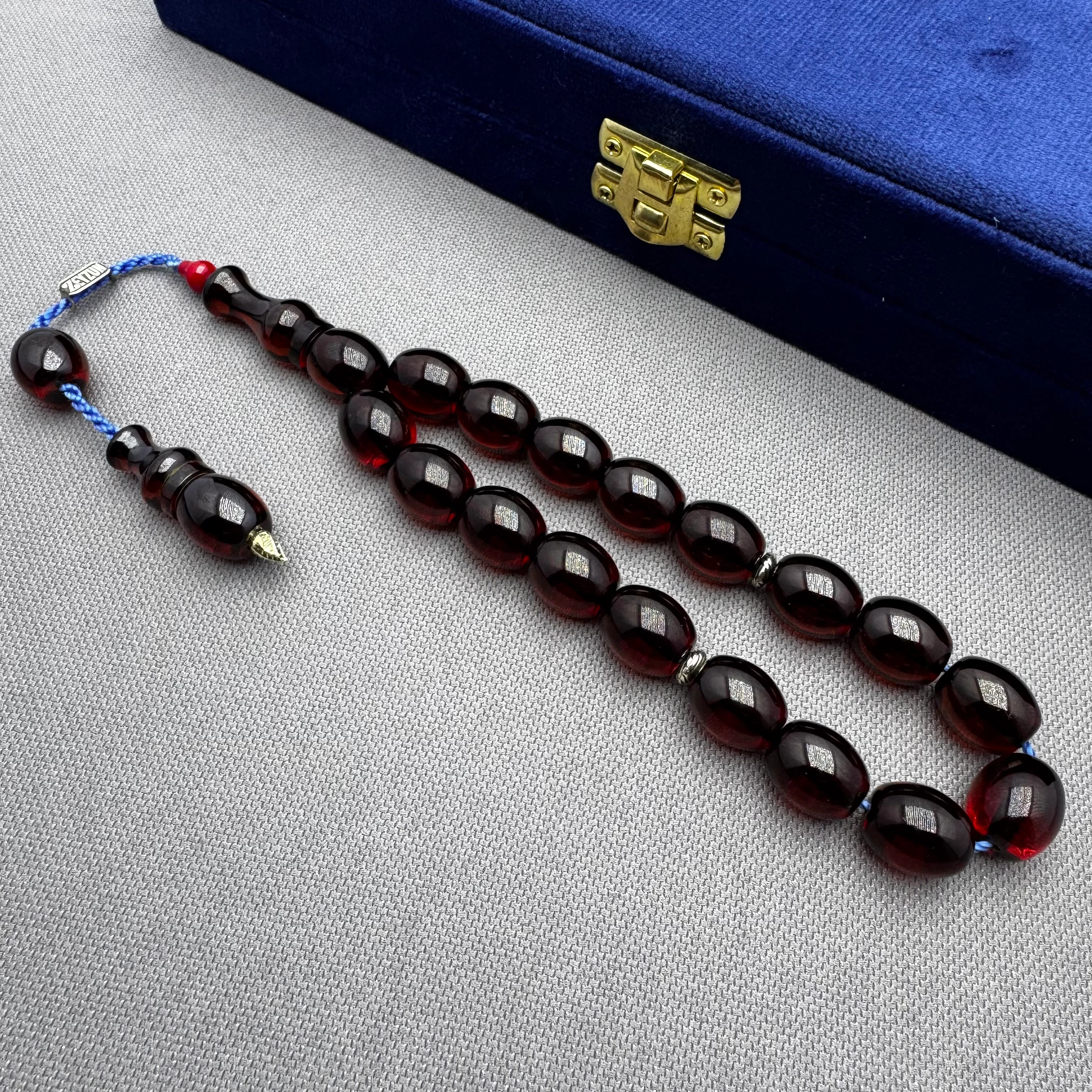 Zeyzun Usta İşçilikli Özel Çay Rengi Badem Kesim Efe Maskot Tespih