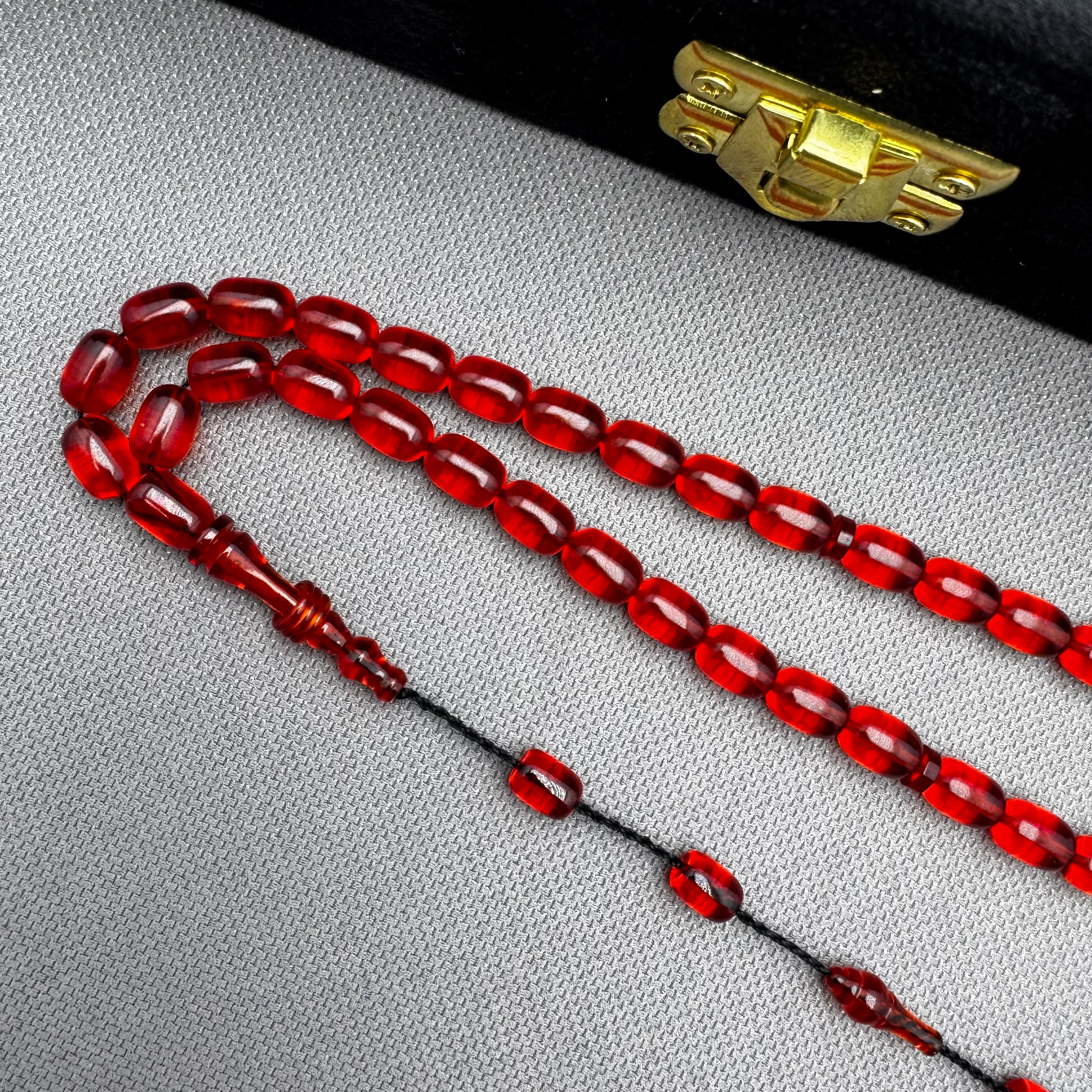 Salih ŞİRİN Usta İşçilikli Bilek Boy Halkalı İmame Kırmızı Ateş Kehribar Tespih