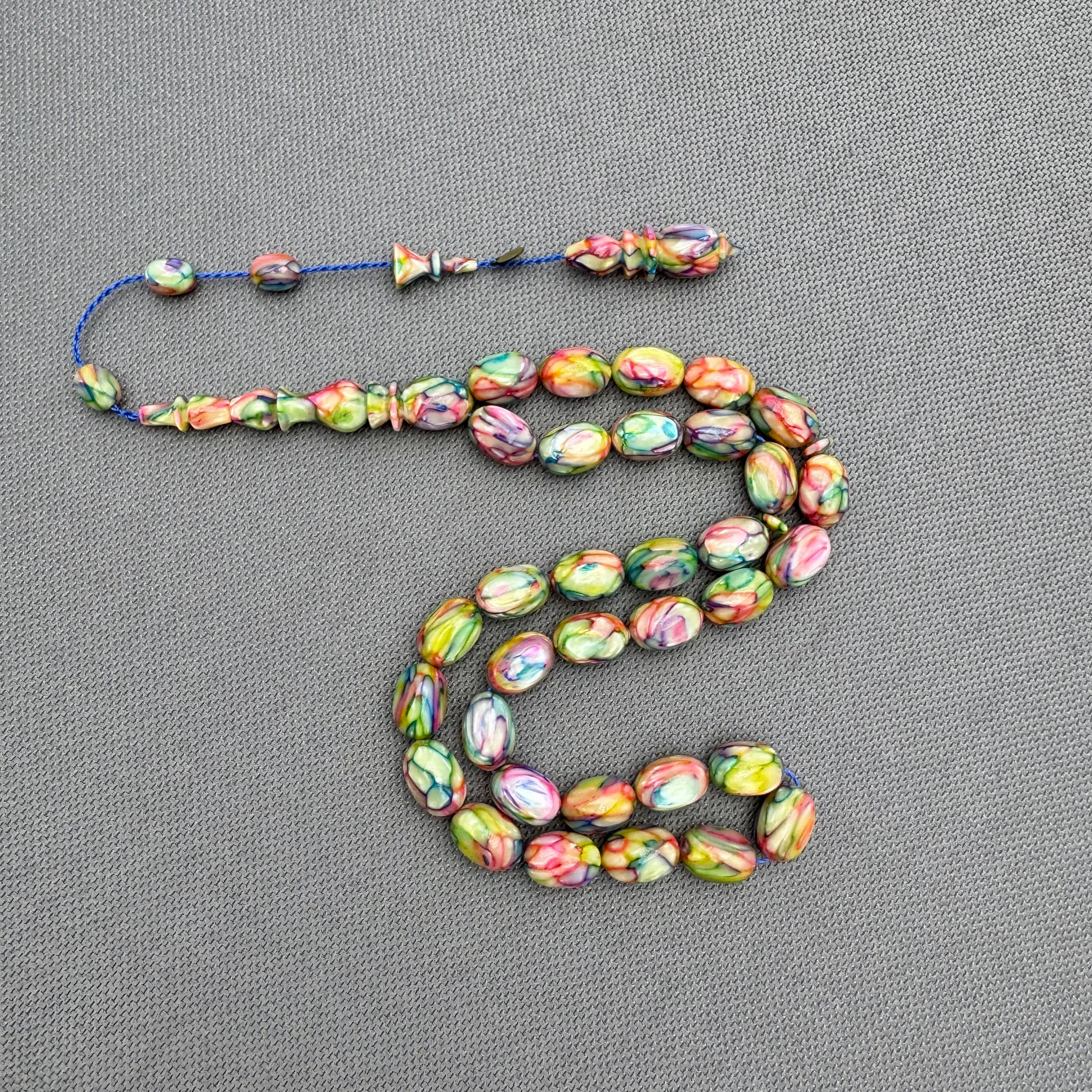 Dalgıç Usta Usta İşçilikli Özel Seri Multi Color Fransız Galalith ( Galanit ) Tespih