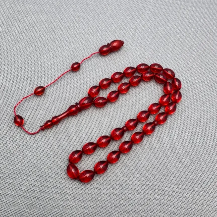 Usta İşçilikli Beyzi Model Ateş Kehribar Tespih