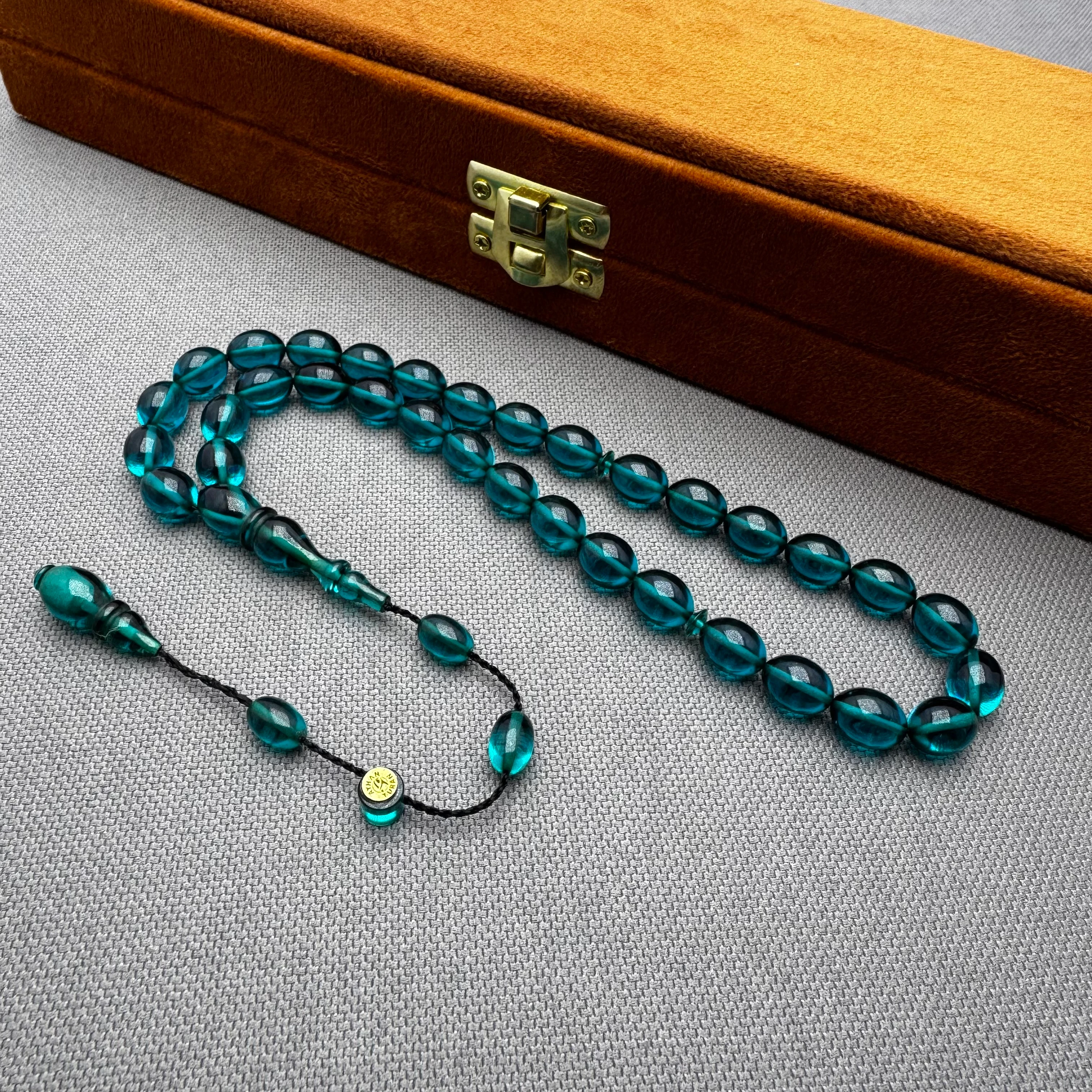 Ayhan TURAN Usta İşçilikli Petrol Yeşili Özel Döküm Ateş Kehribar Tespih