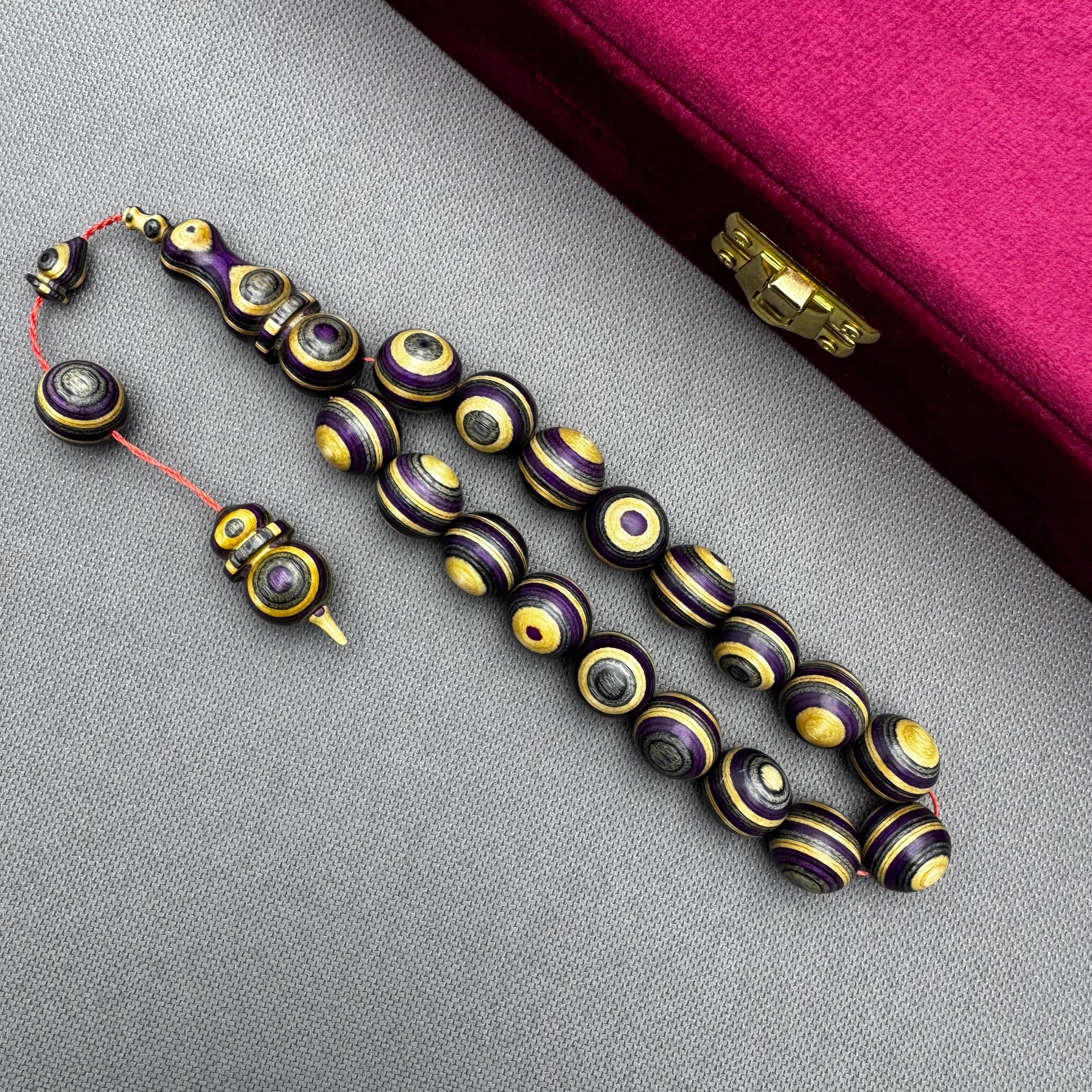 Mor Krem Doğal Ağaç Dokulu Kafur Ağacı Efe Maskot Tespih