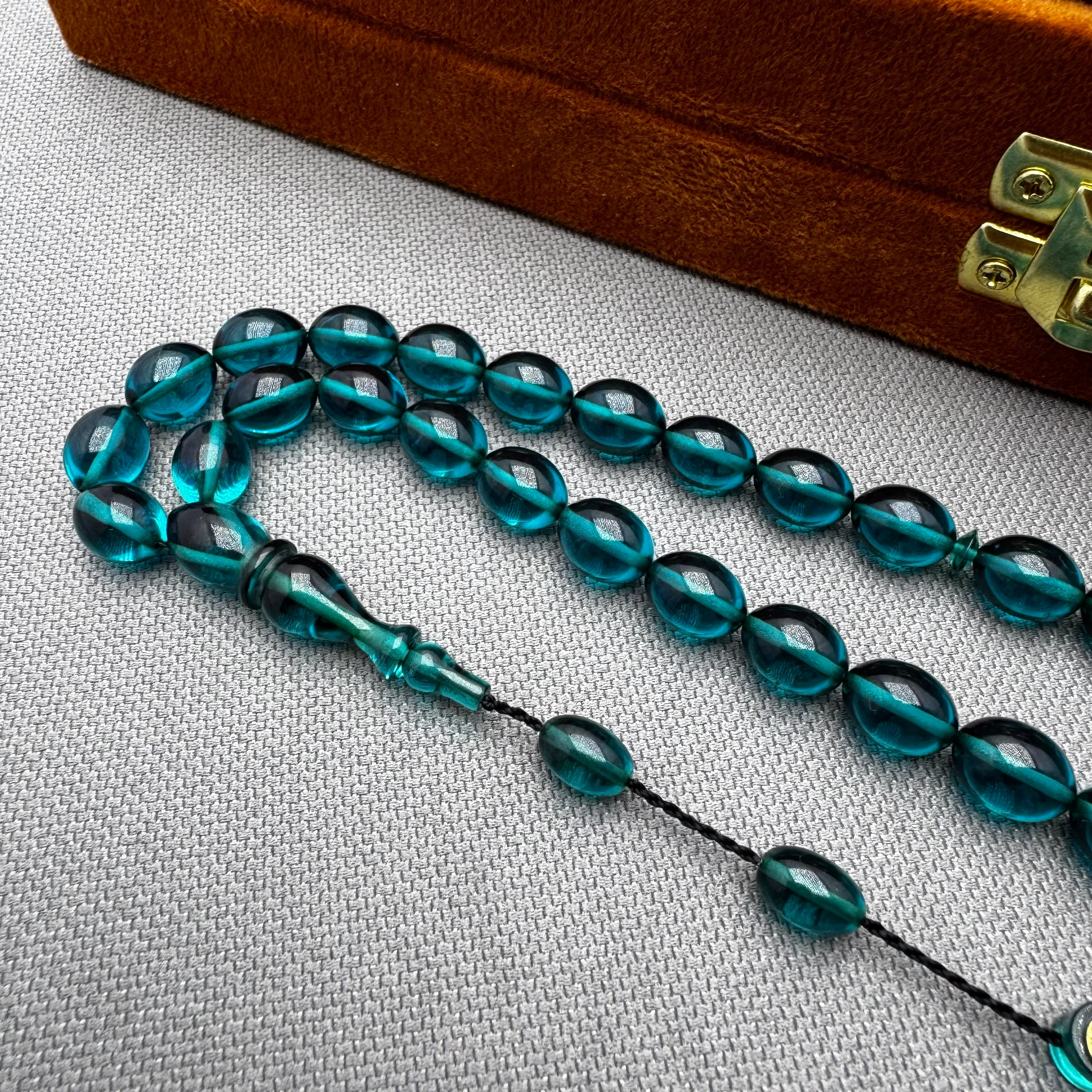 Ayhan TURAN Usta İşçilikli Petrol Yeşili Özel Döküm Ateş Kehribar Tespih