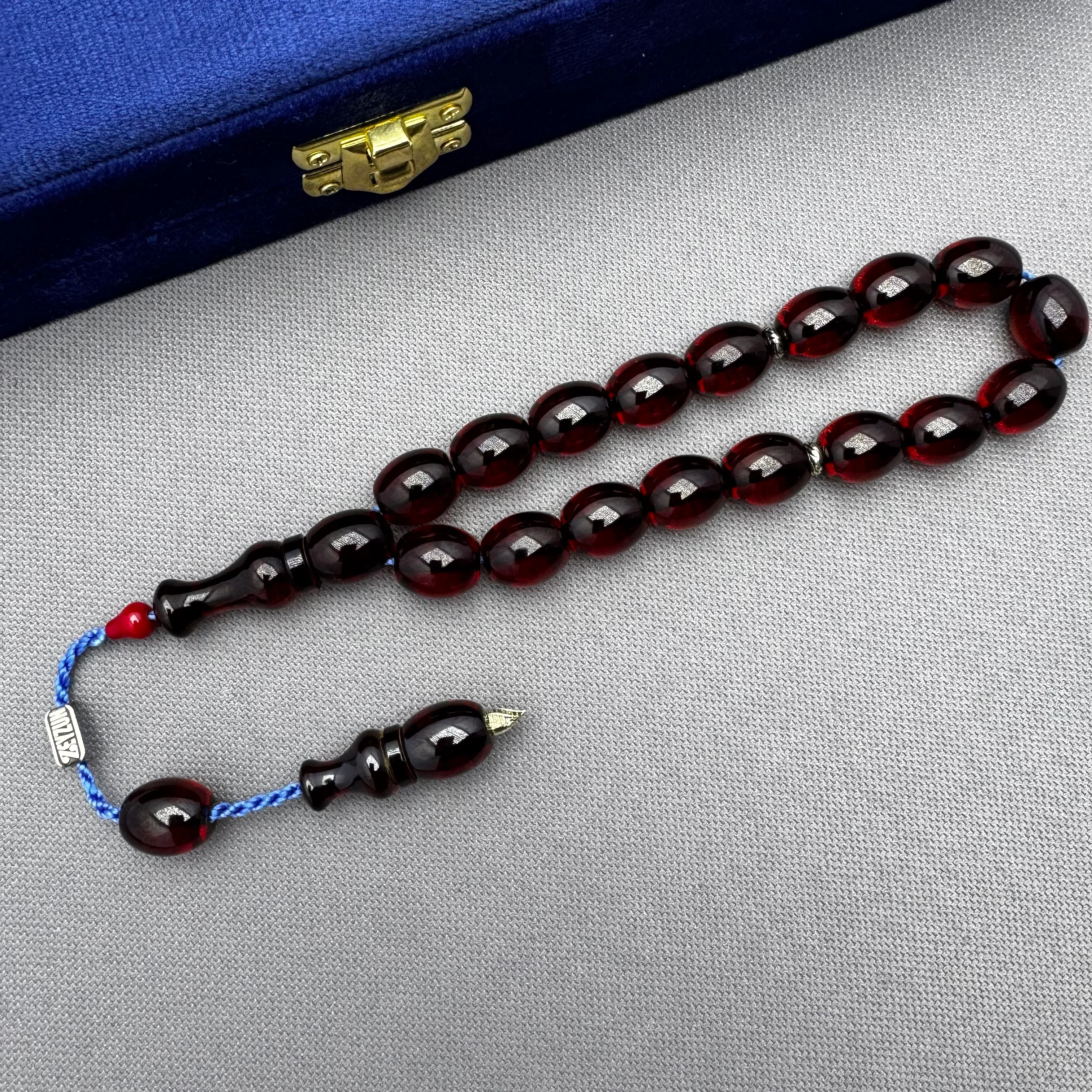 Zeyzun Usta İşçilikli Özel Çay Rengi Badem Kesim Efe Maskot Tespih