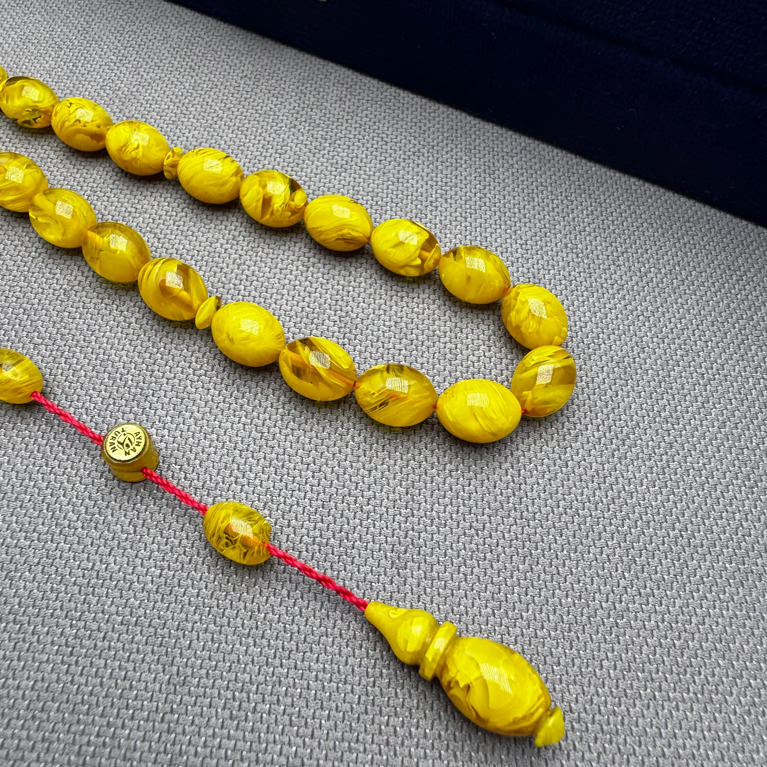 Ayhan TURAN Usta İşçilikli Sarı Yoğun Hareli Özel Döküm Ateş Kehribar Tespih