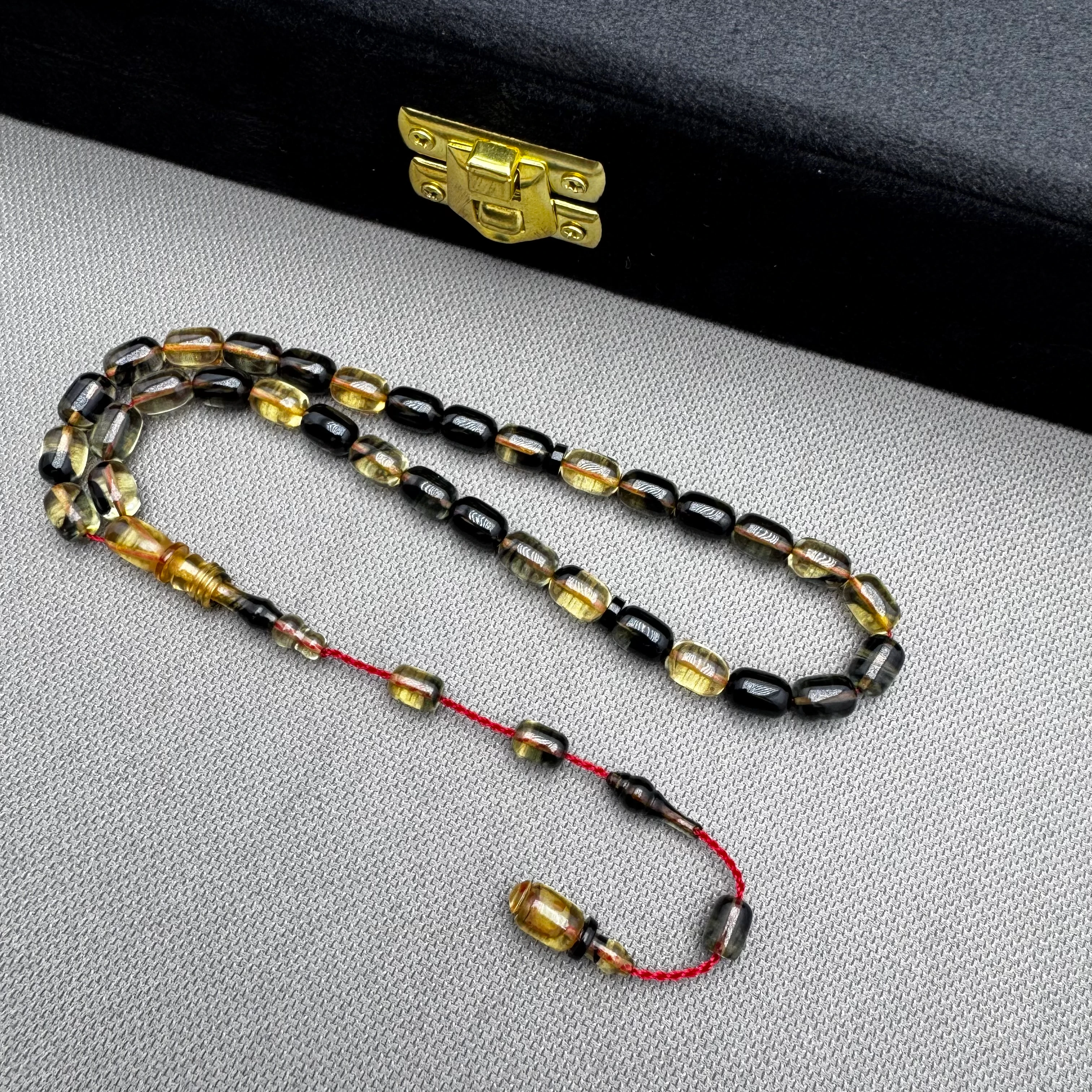 Salih ŞİRİN Usta İşçilikli Bilek Boy Özel Döküm Malzeme Halkalı İmame Sıkma Kehribar Tespih