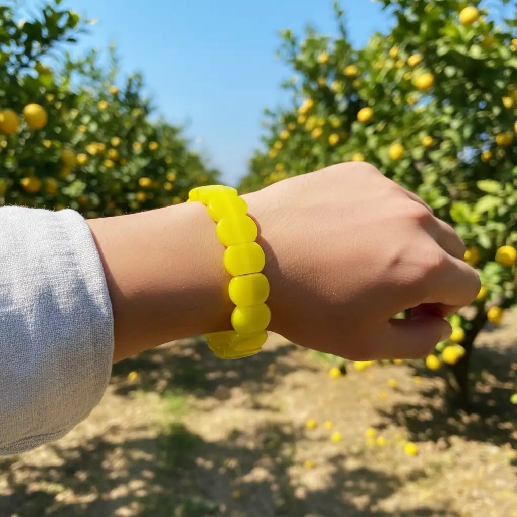 Yetişkin Sıkma Kehribar Limon Sarısı Unisex Yetişkin Kehribar Bileklik