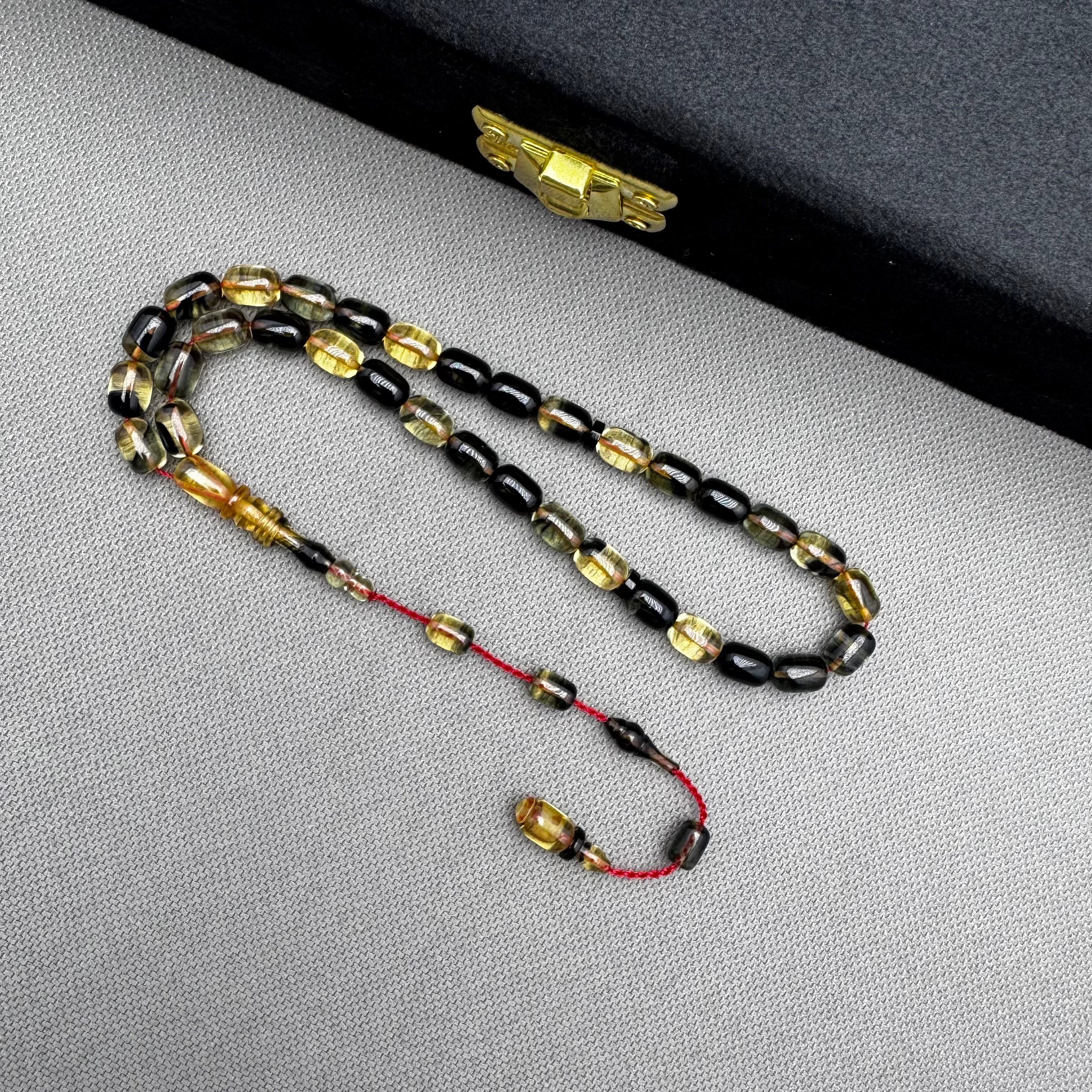 Salih ŞİRİN Usta İşçilikli Bilek Boy Özel Döküm Malzeme Halkalı İmame Sıkma Kehribar Tespih