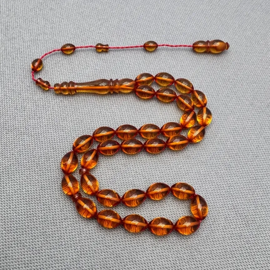 Ahmet KUŞ Usta İşçilikli Bal Rengi Ateş Kehribar Tespih