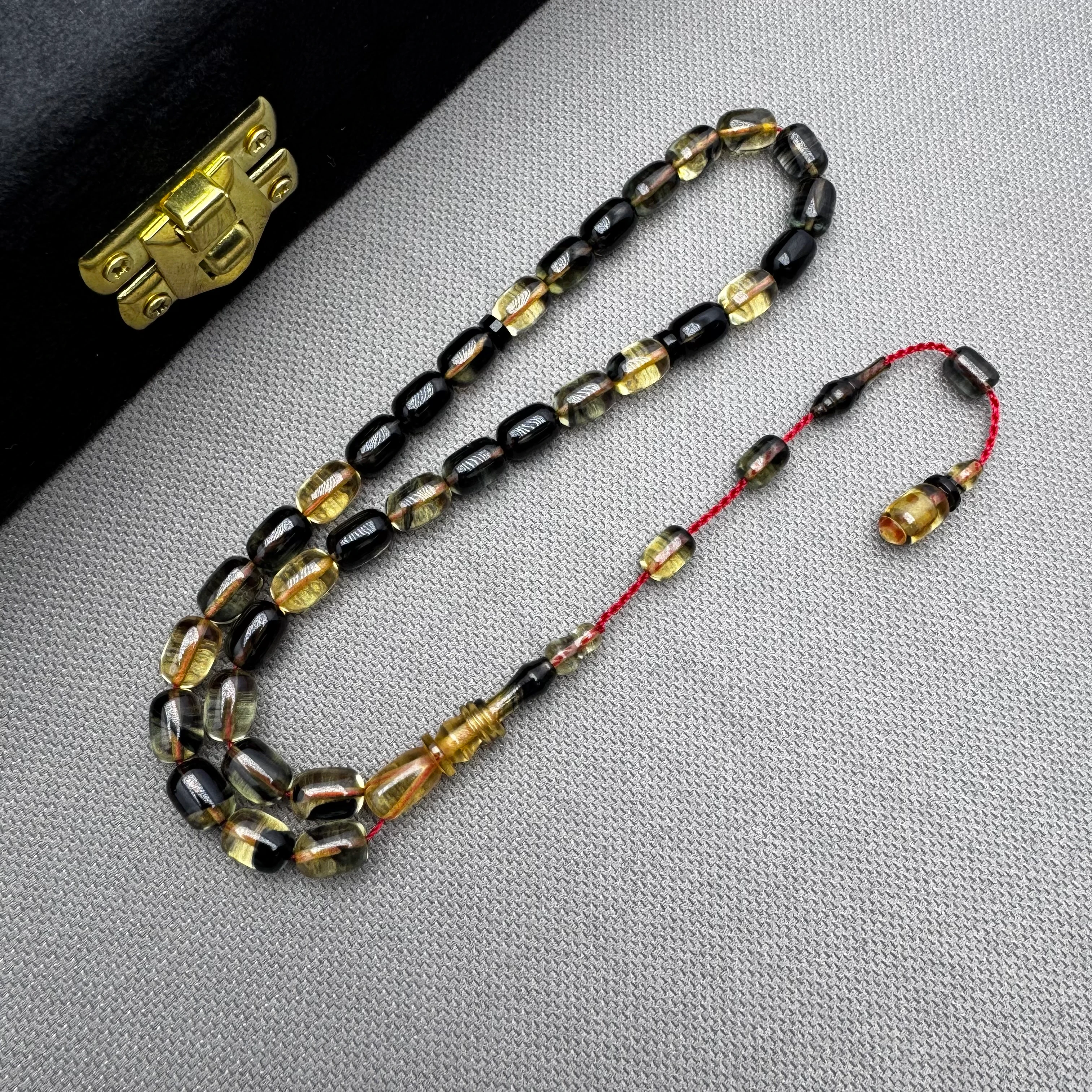 Salih ŞİRİN Usta İşçilikli Bilek Boy Özel Döküm Malzeme Halkalı İmame Sıkma Kehribar Tespih