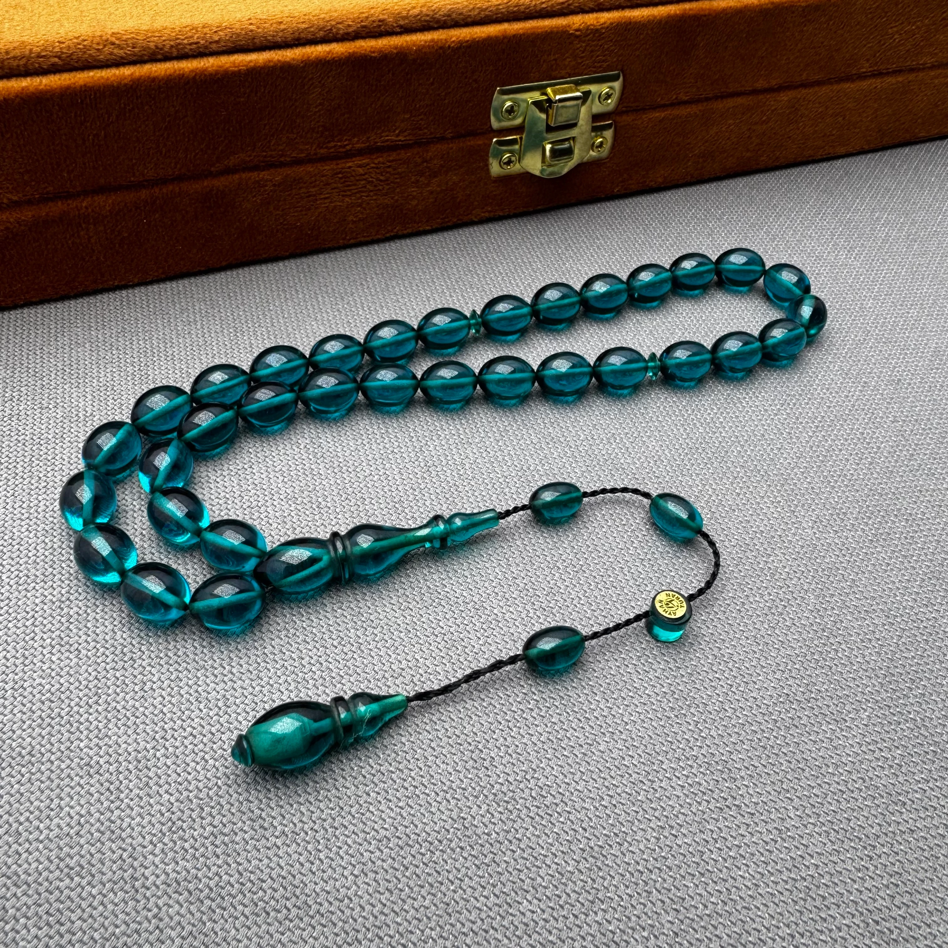 Ayhan TURAN Usta İşçilikli Petrol Yeşili Özel Döküm Ateş Kehribar Tespih