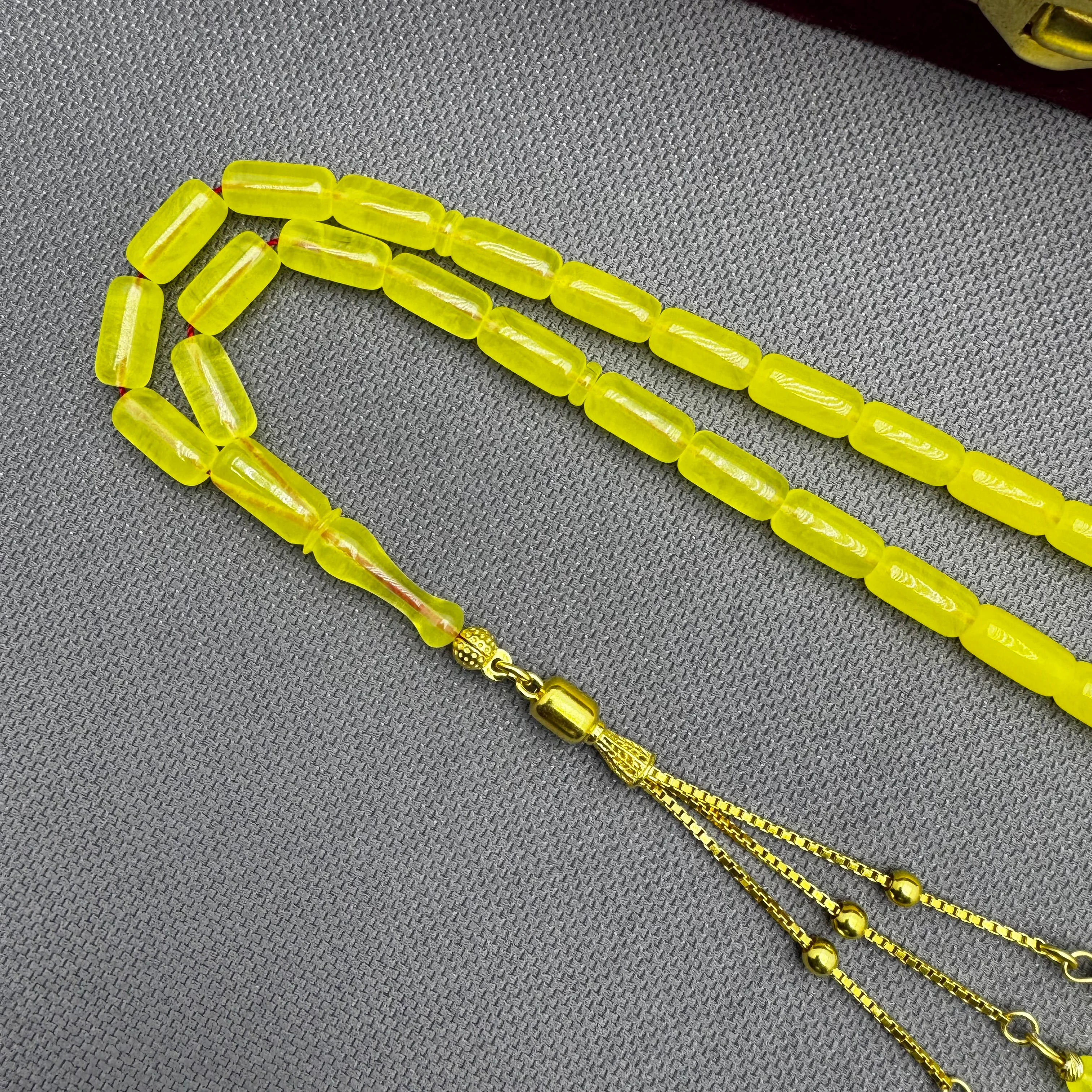 Usta İşçilikli Gümüş Zincirli Alman Bakalit Sarı Katalin Tespih