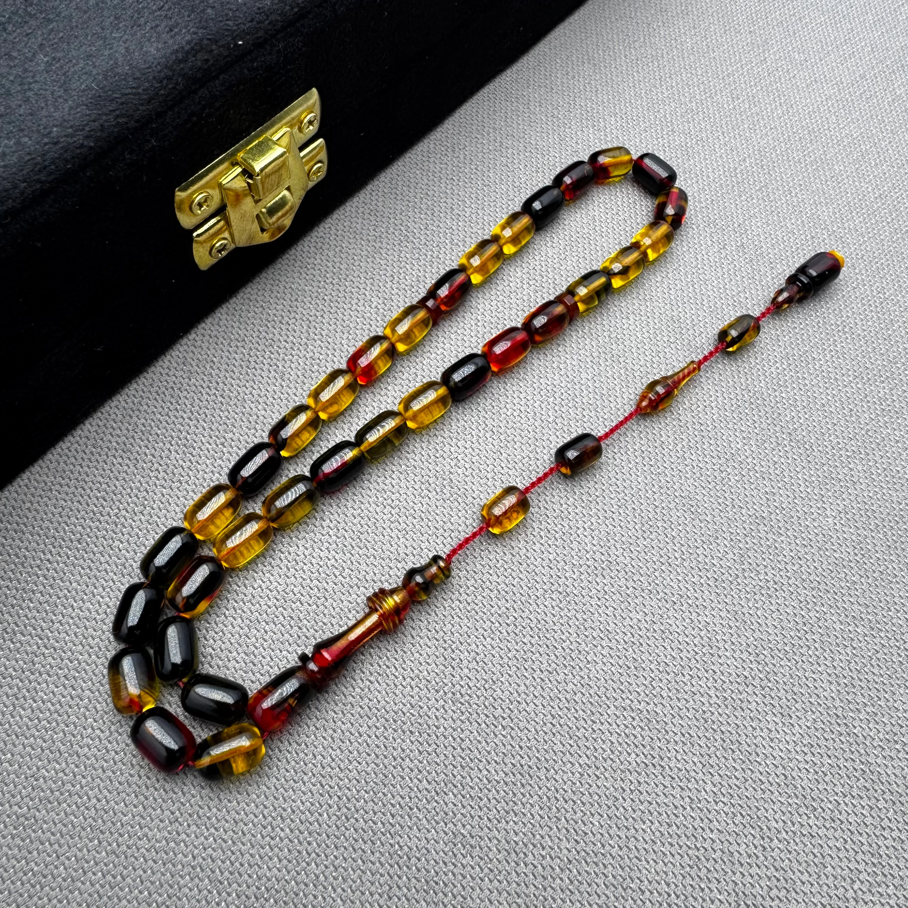 Salih ŞİRİN Usta İşçilikli Bilek Boy Halkalı İmeme Sarı Kırmızı Özel Döküm Sıkma Kehribar Tespih