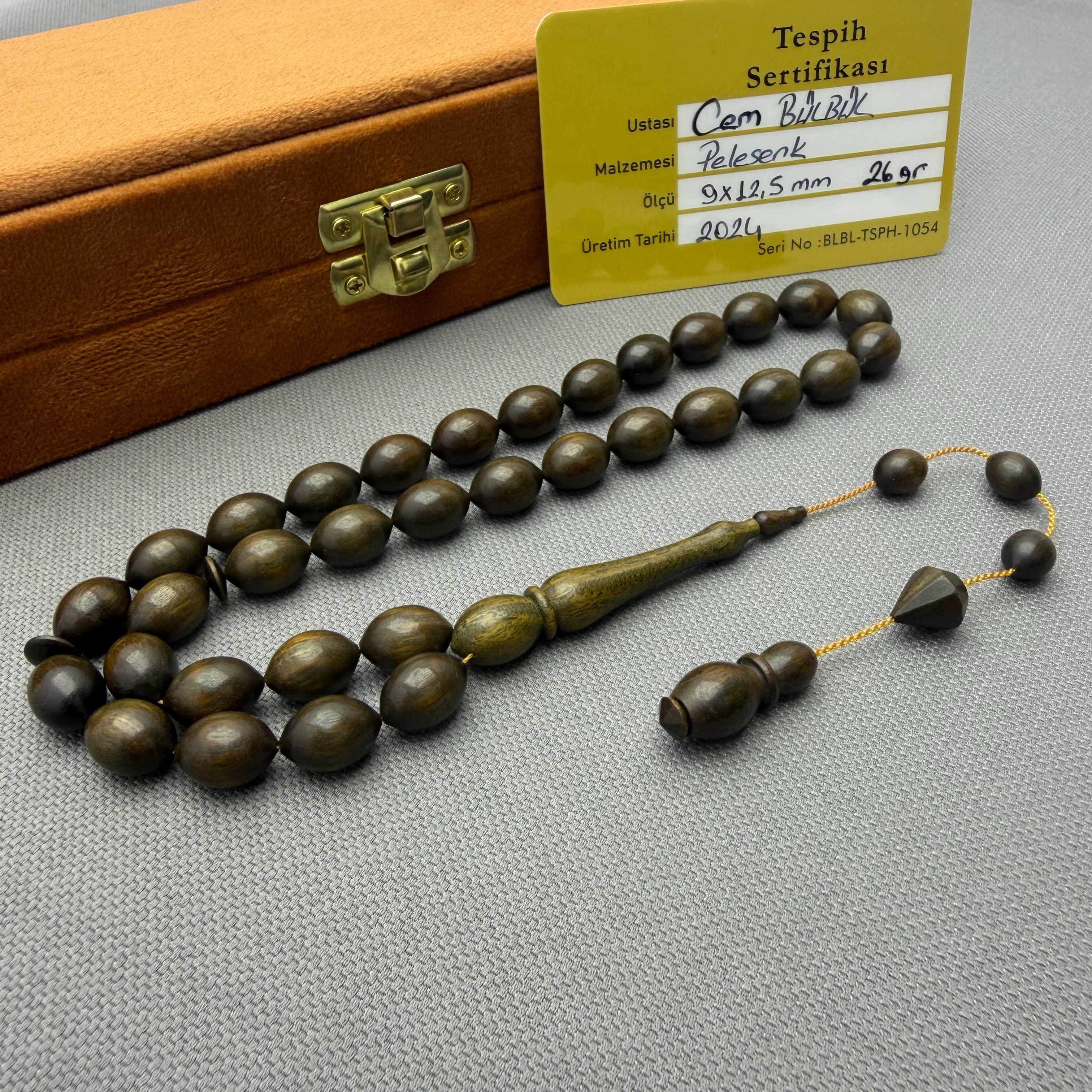 Cem BÜLBÜL Usta Özel İşçilikli Pırlanta İmzalı Pelesenk Ağacı Tespih