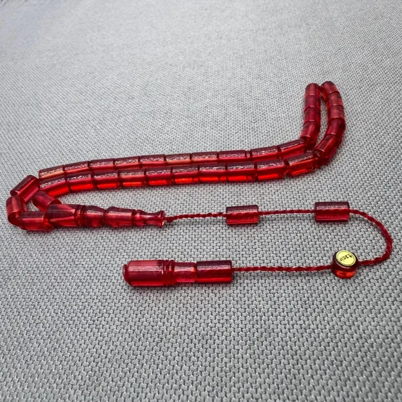 Muhammed TACİR Usta İşçilikli Bilek Boy Kırmızı Kesme Ateş Kehribar Tespih