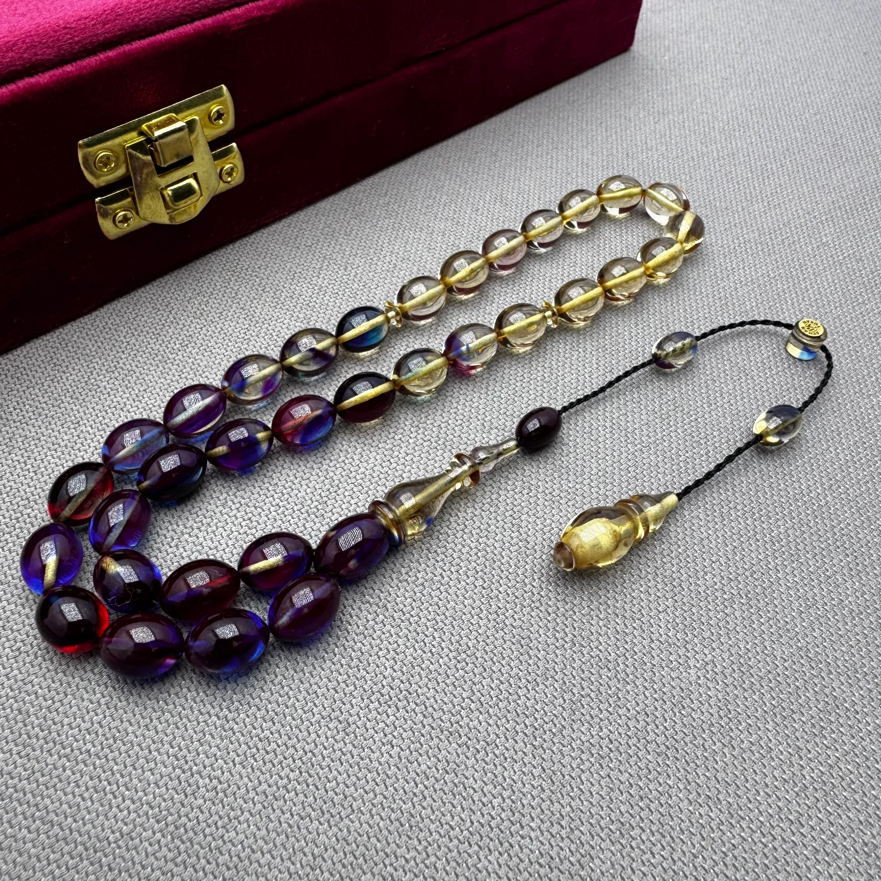 Ayhan TURAN Usta İşçilikli Renk Süzmesi Beyzi Kesim Sıkma Kehribar Tespih