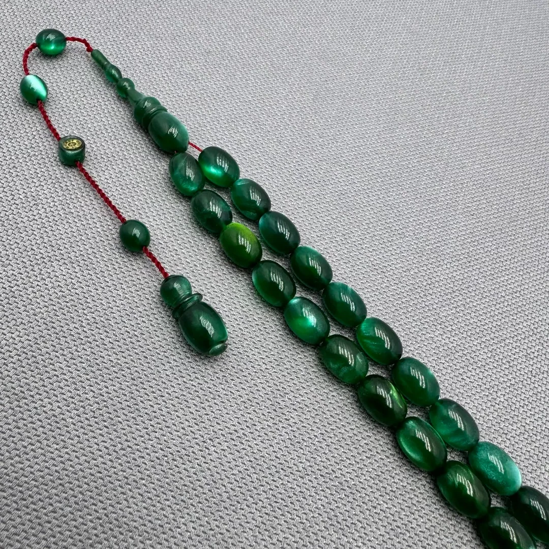 Hikmet AL SAİD Usta İşçilikli Simli Sıkma Kehribar Tespih