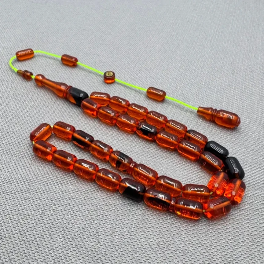 Erkan ÇUBUKÇU Usta İşçilikli Hareli Ateş Kehribar Tespih