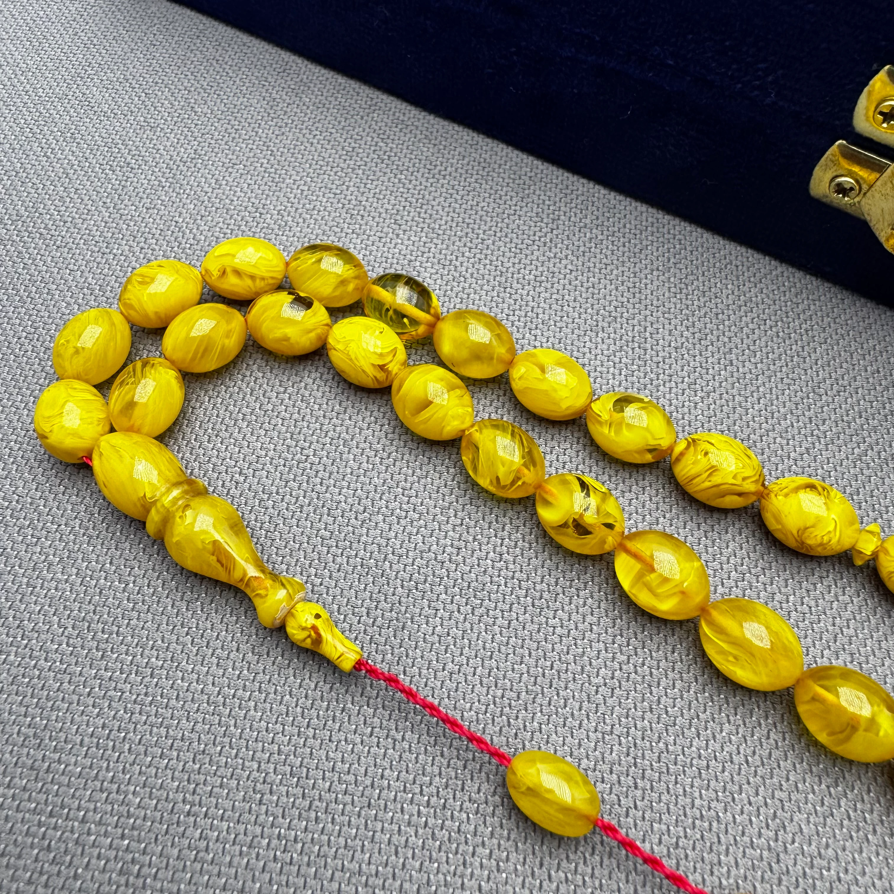 Ayhan TURAN Usta İşçilikli Sarı Yoğun Hareli Özel Döküm Ateş Kehribar Tespih