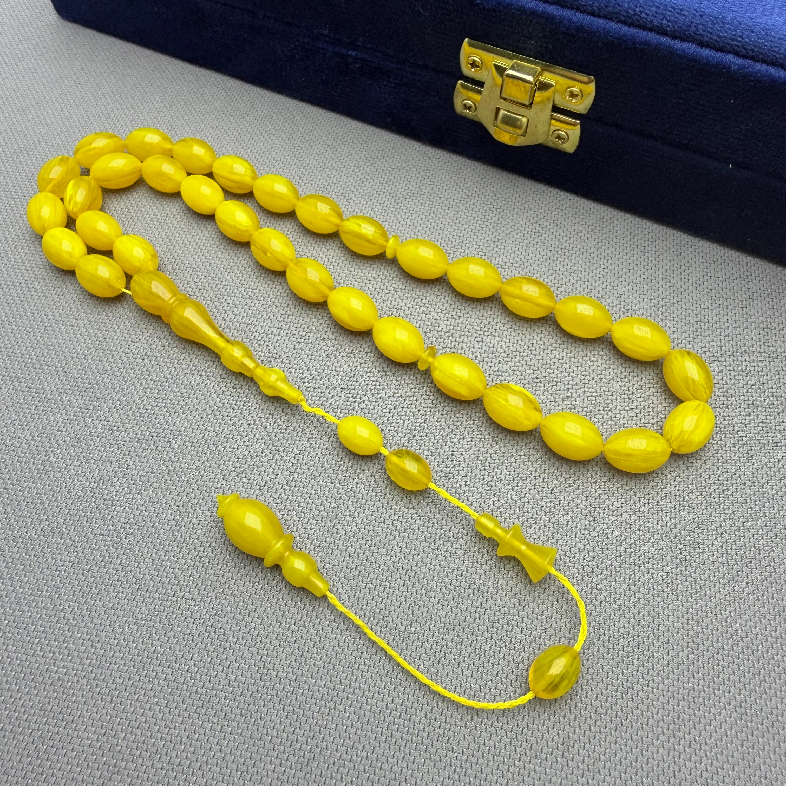 Muhammed ERDEN Usta İşçilikli Dik Damar Hareli Sıkma Kehribar Tespih