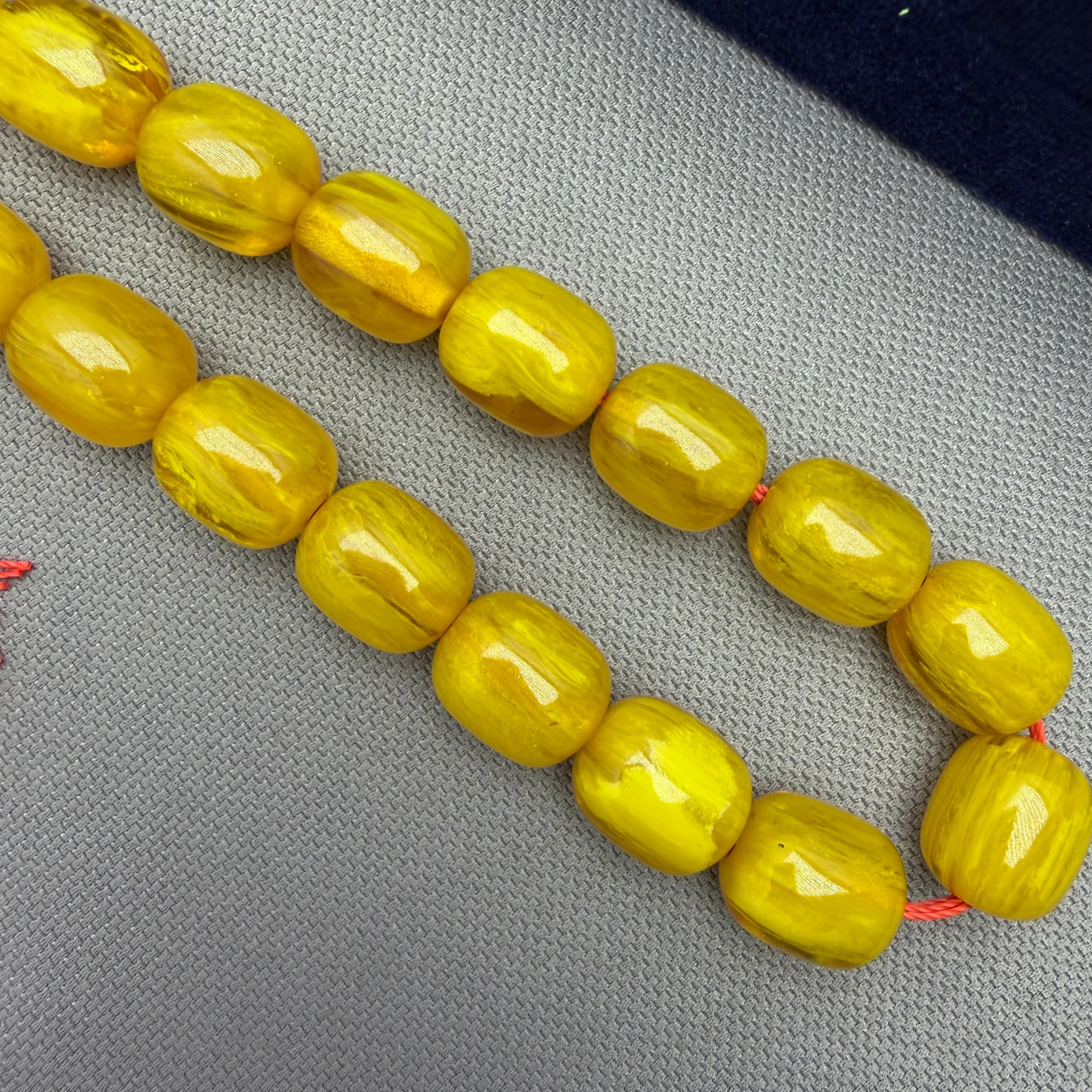 Usta İşçilikli Sistem Püsküllü Sarı Dik Damar Hareli Alman Sıkma Kehribar Tespih