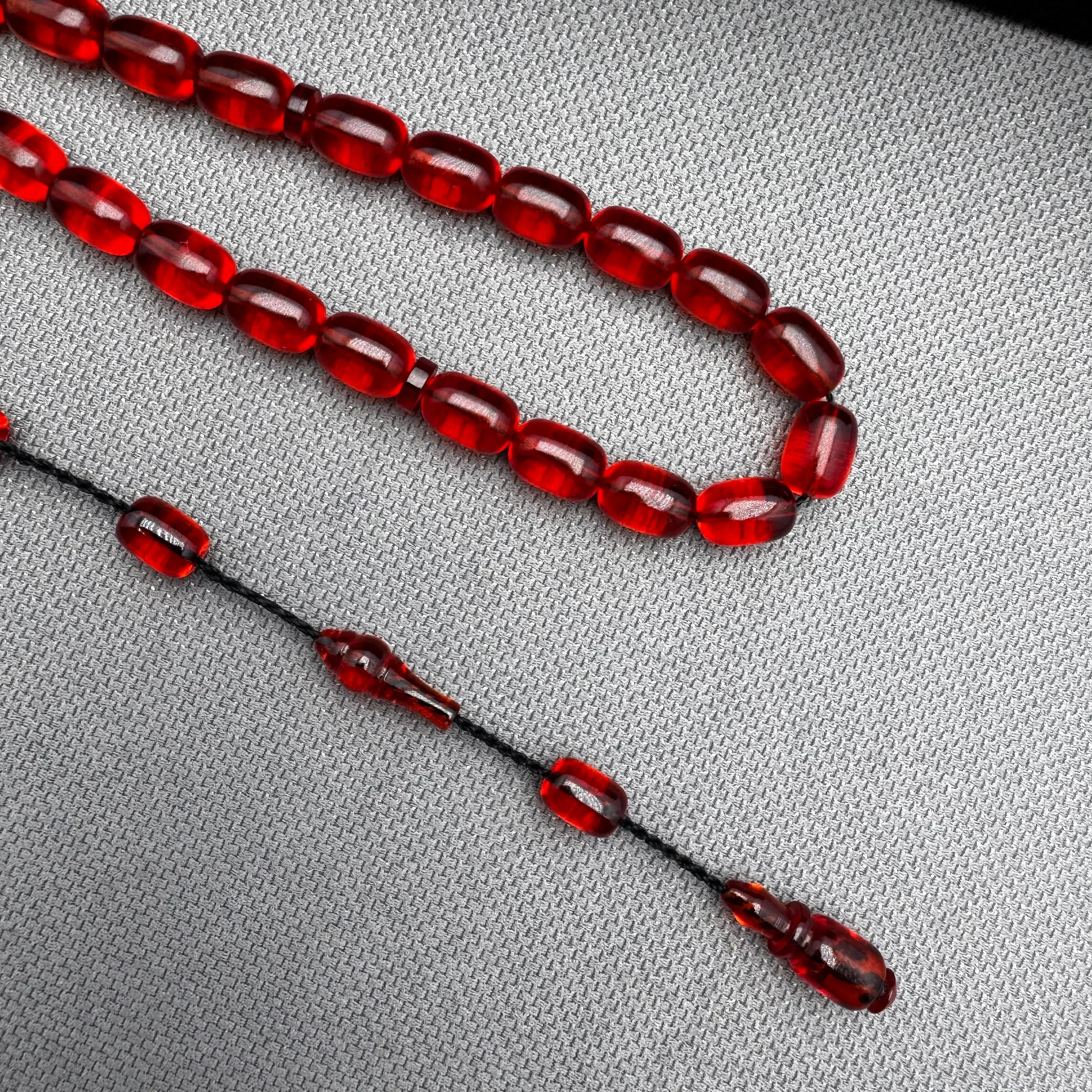 Salih ŞİRİN Usta İşçilikli Bilek Boy Halkalı İmame Kırmızı Ateş Kehribar Tespih