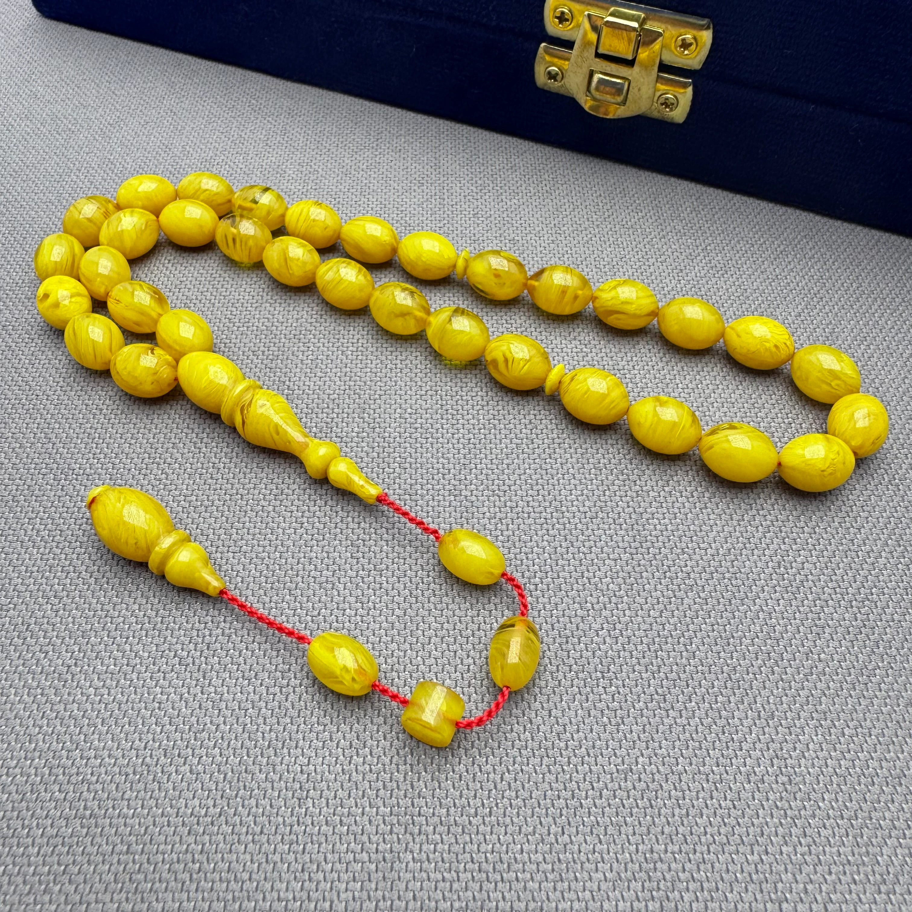 Ayhan TURAN Usta İşçilikli Sarı Yoğun Hareli Özel Döküm Ateş Kehribar Tespih