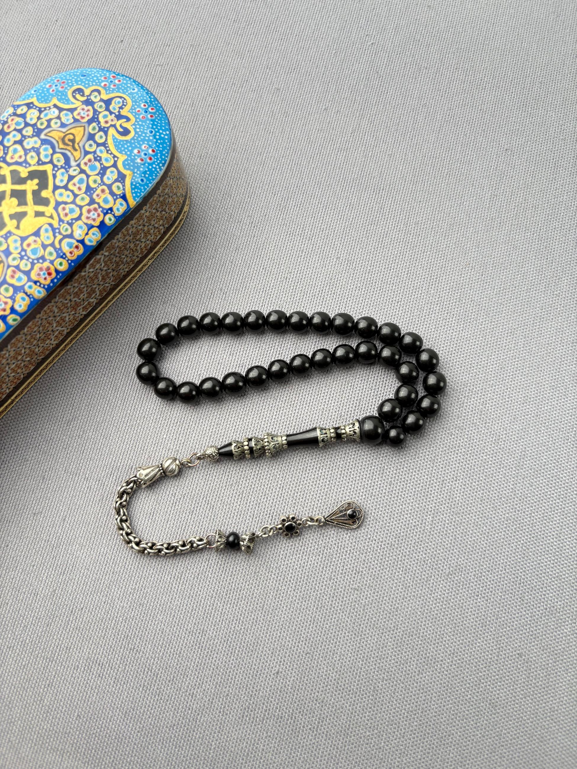 Bülbül Atölye İşçiliği Özel Nakkaş İmame Küre Kesim Orjinal Oltu Taş Tespih