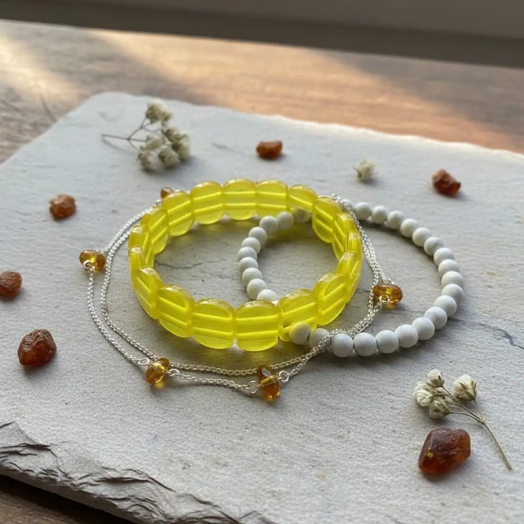 Yetişkin Limon Sarısı Unisex Ateş Kehribar Kehribar Bileklik