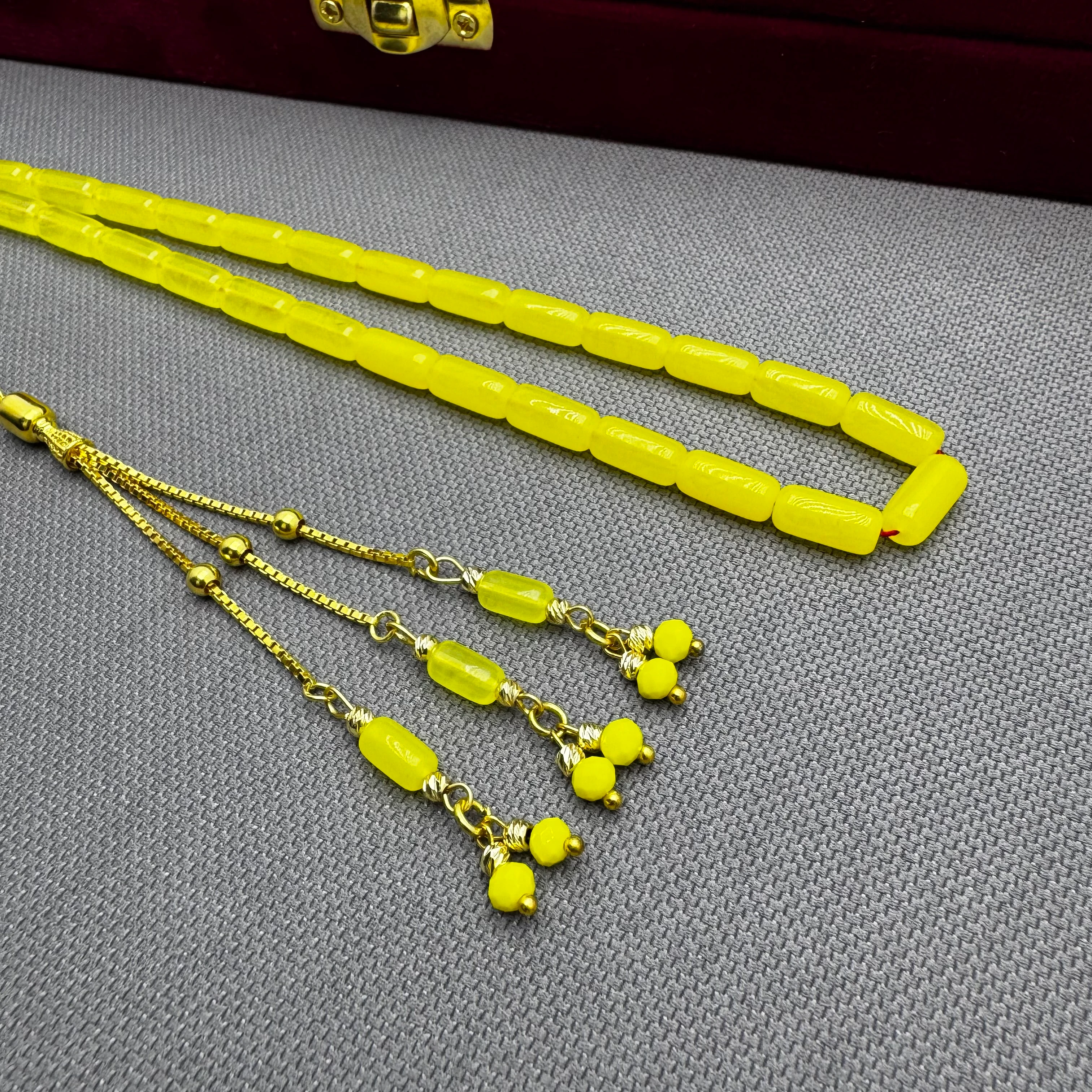 Usta İşçilikli Gümüş Zincirli Alman Bakalit Sarı Katalin Tespih