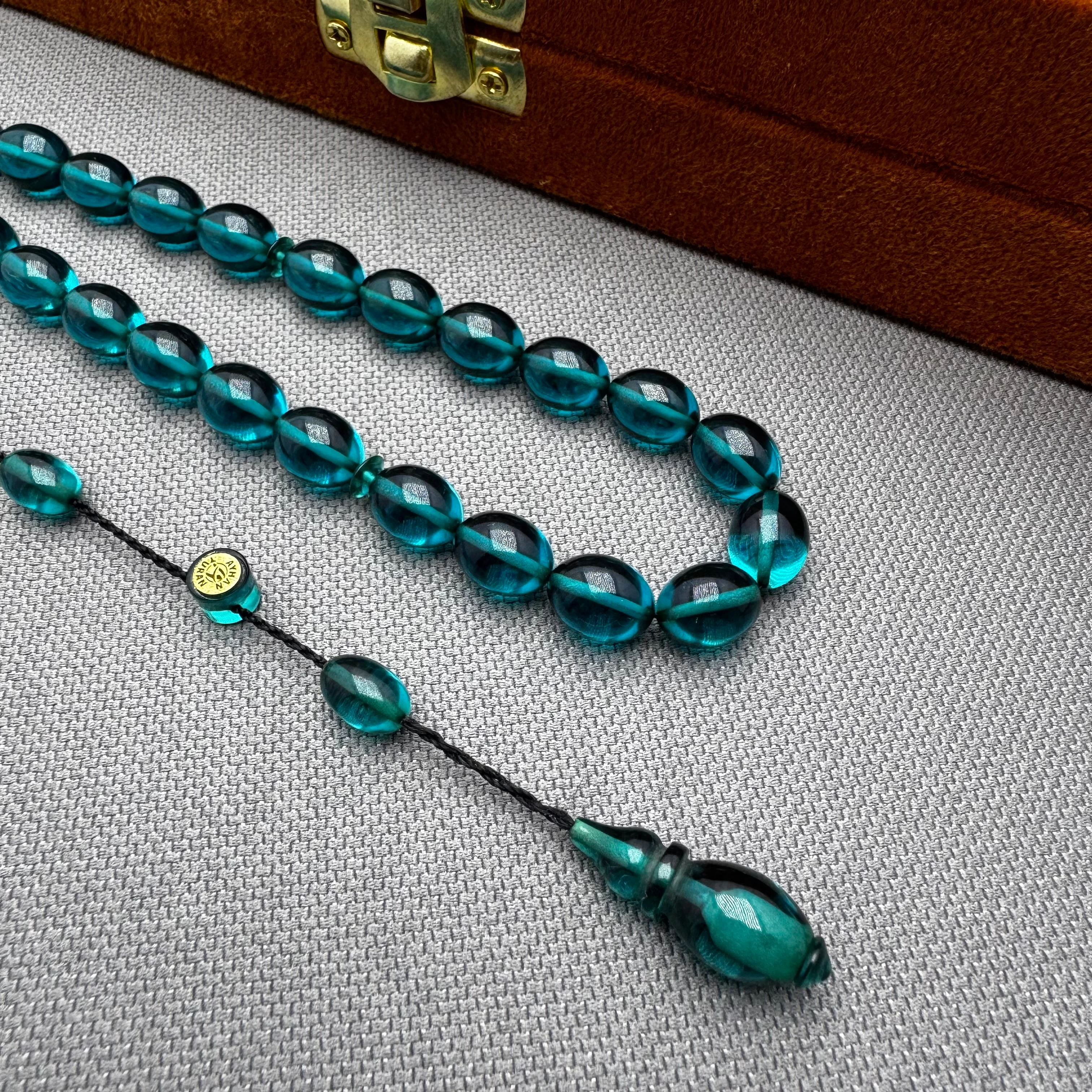 Ayhan TURAN Usta İşçilikli Petrol Yeşili Özel Döküm Ateş Kehribar Tespih