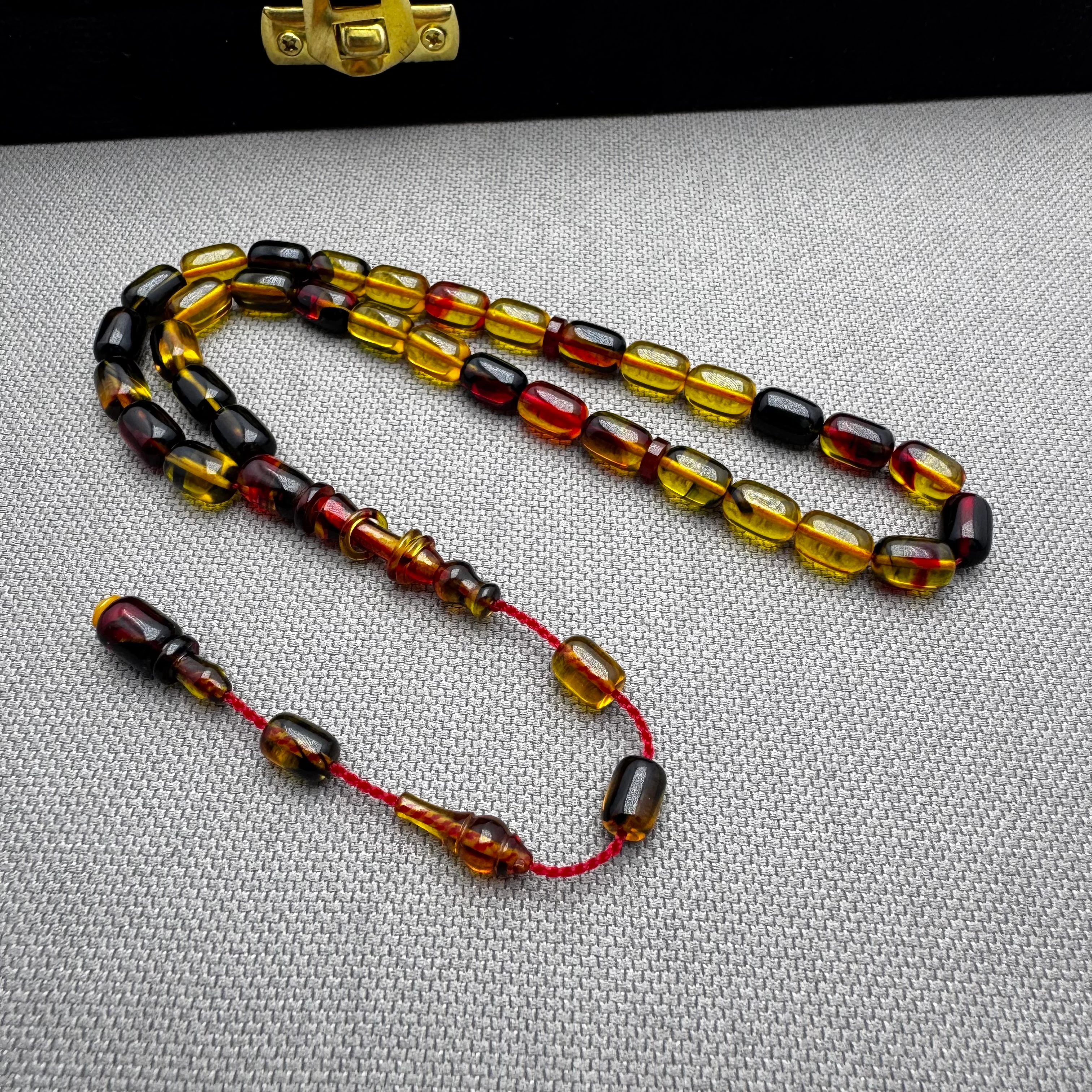 Salih ŞİRİN Usta İşçilikli Bilek Boy Halkalı İmeme Sarı Kırmızı Özel Döküm Sıkma Kehribar Tespih