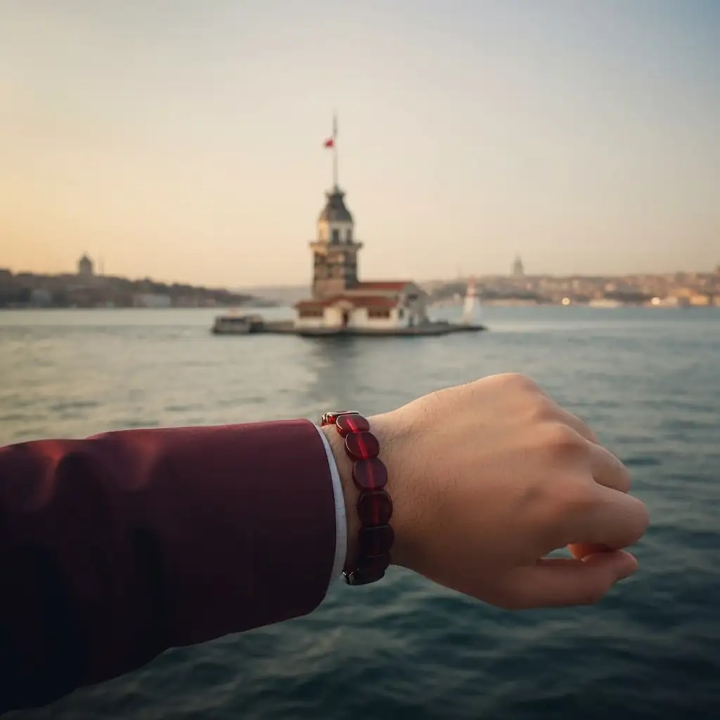 Yetişkin Vişne Bordo Ateş Kehribar Unisex Kehribar Bileklik