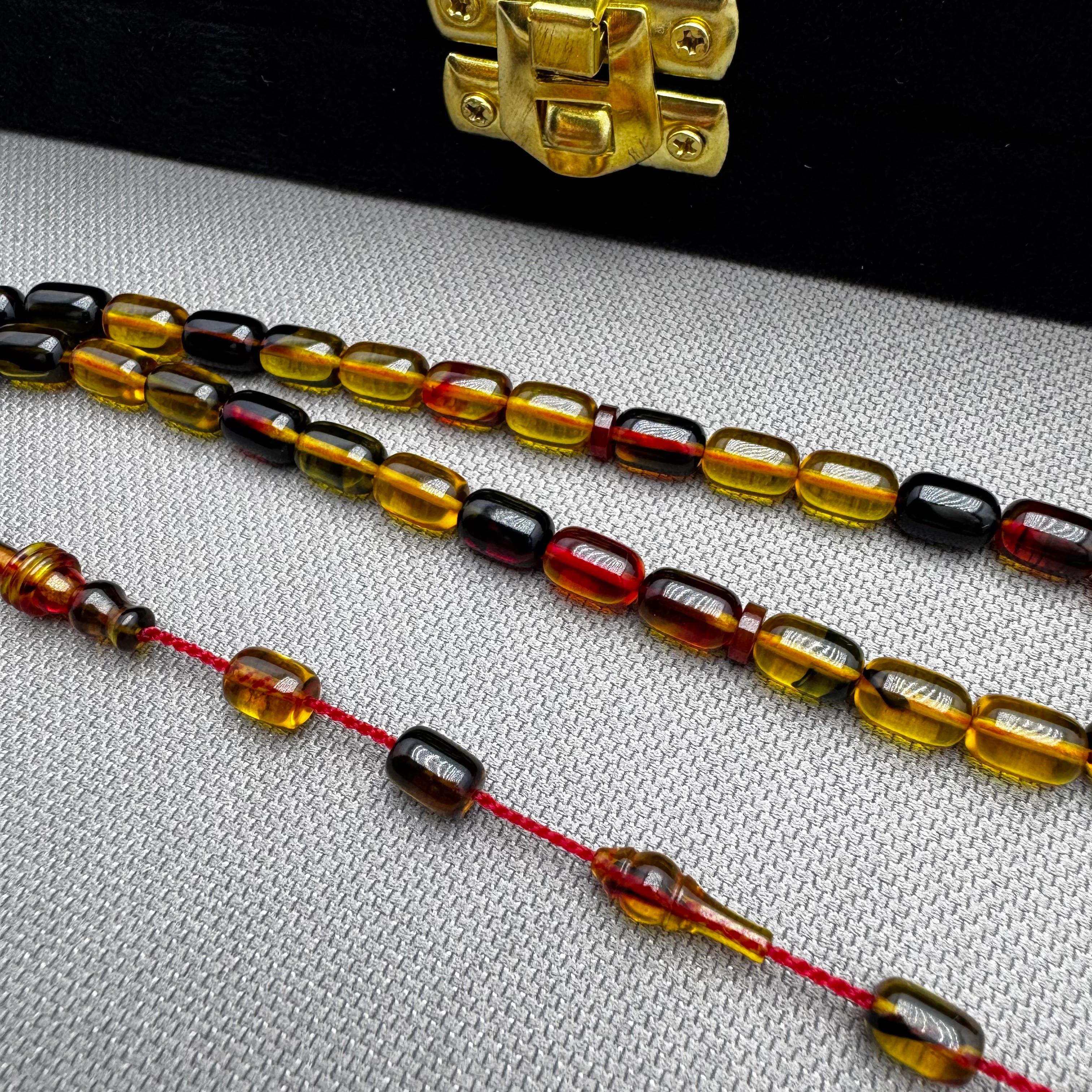 Salih ŞİRİN Usta İşçilikli Bilek Boy Halkalı İmeme Sarı Kırmızı Özel Döküm Sıkma Kehribar Tespih